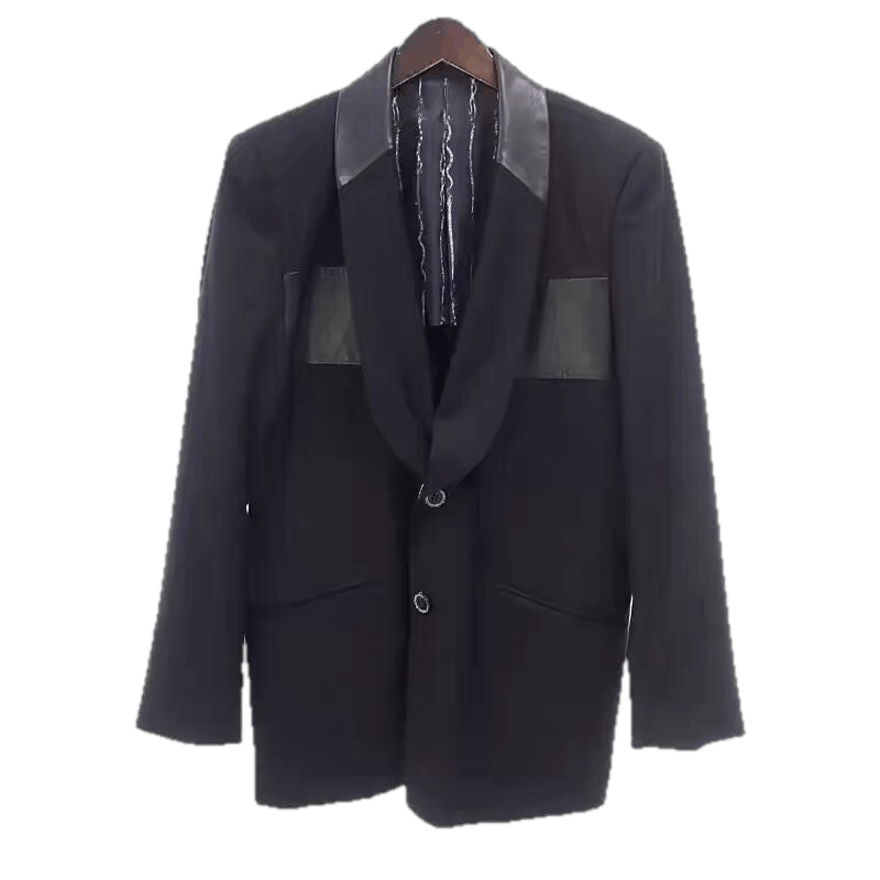 Roen Black Structured Jacket with Leather Accents - Size L Size US L / EU 52-54 / 3 - 1 Thumbnail