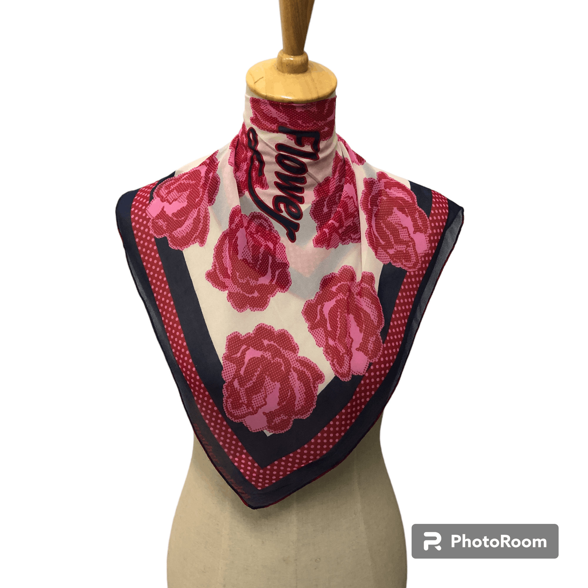Vintage Mother Garden Floral Hand Rolled Silk Scarf M1066 Size ONE SIZE - 1 Thumbnail