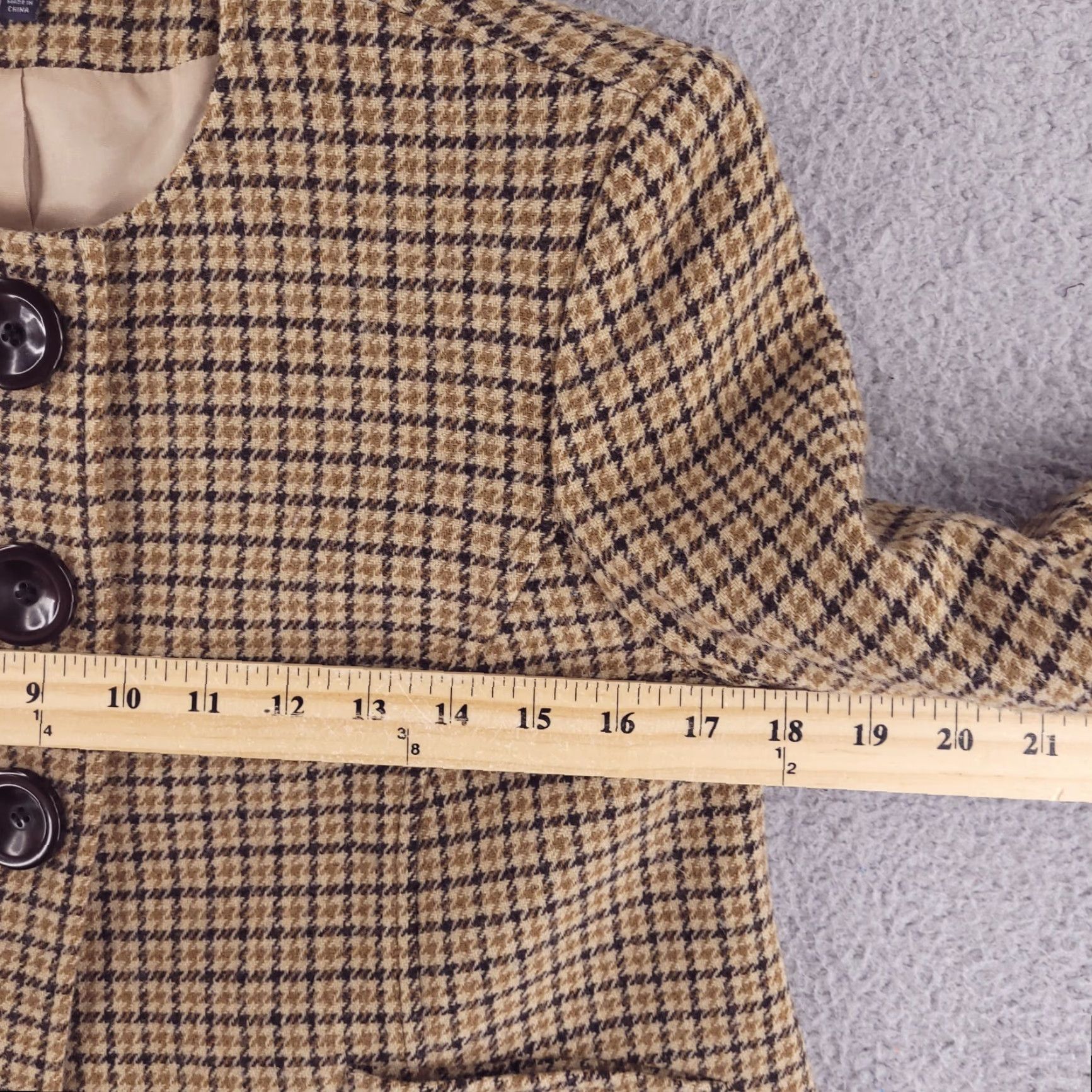 Anne Klein VINTAGE Anne Klein Coat Womens 6P Petite Semi Crop Houndstooth Brown Button Lambswool Overcoat Females 6P Brown Houndstooth Coat Womens Size M / US 6-8 / IT 42-44 - 6 Thumbnail