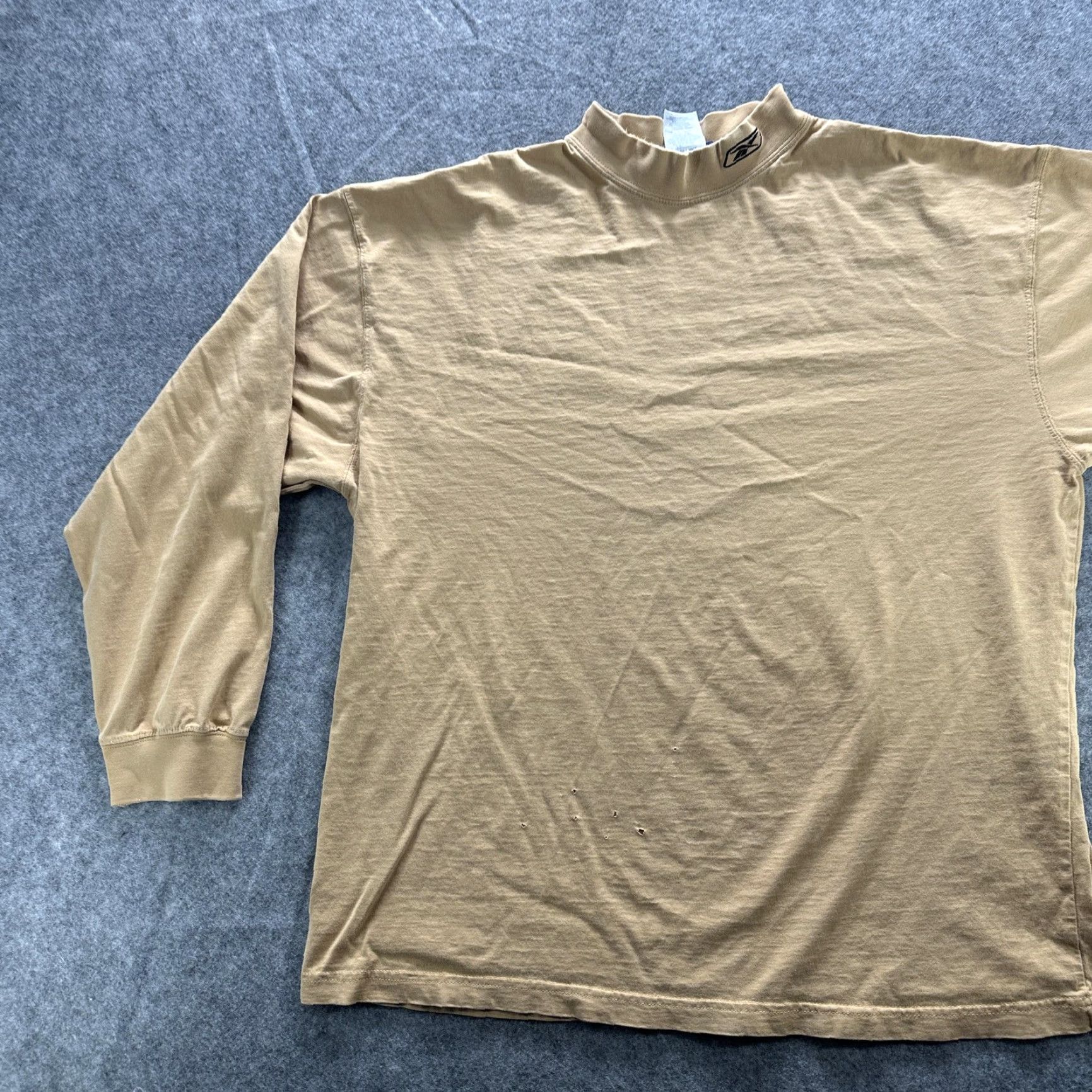 Reebok VINTAGE Reebok Shirt Mens Large Tan Mock Neck Long Sleeve Cotton Logo Casual Size US L / EU 52-54 / 3 - 3 Thumbnail
