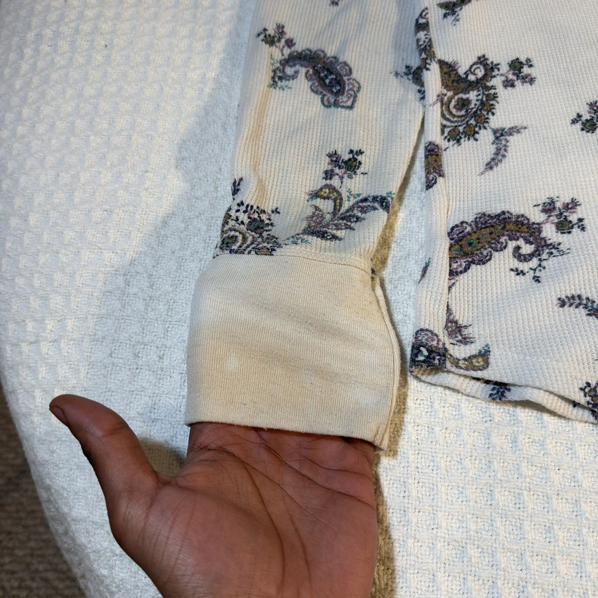 Other Time and Tru Paisley Waffle Knit Long Sleeve (XL) Size XL / US 12-14 / IT 48-50 - 7 Thumbnail