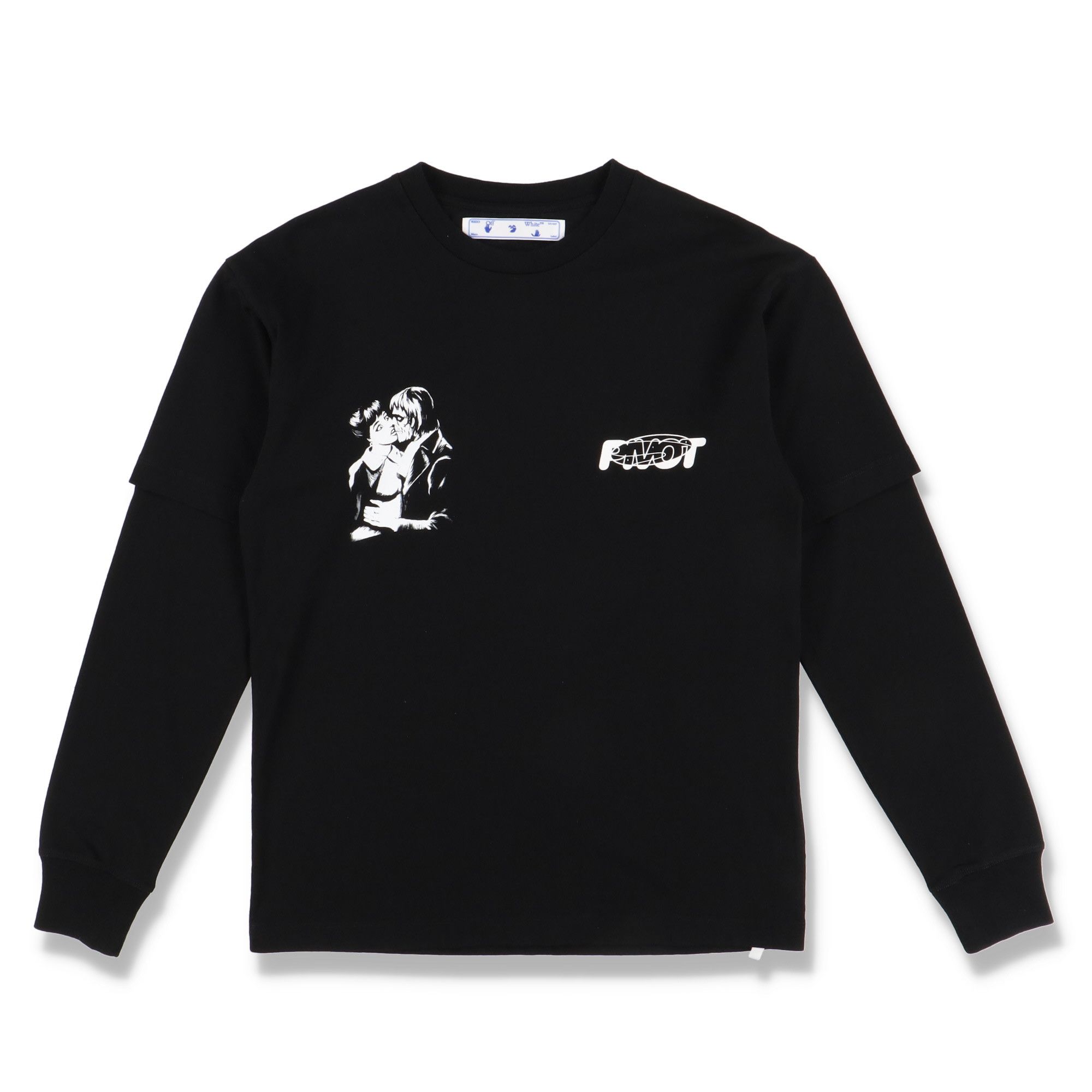 Off-White Black Kiss 21 Double Layer Long Sleeve T-Shirt Size XXS / US 00 / IT 34 - 2 Thumbnail