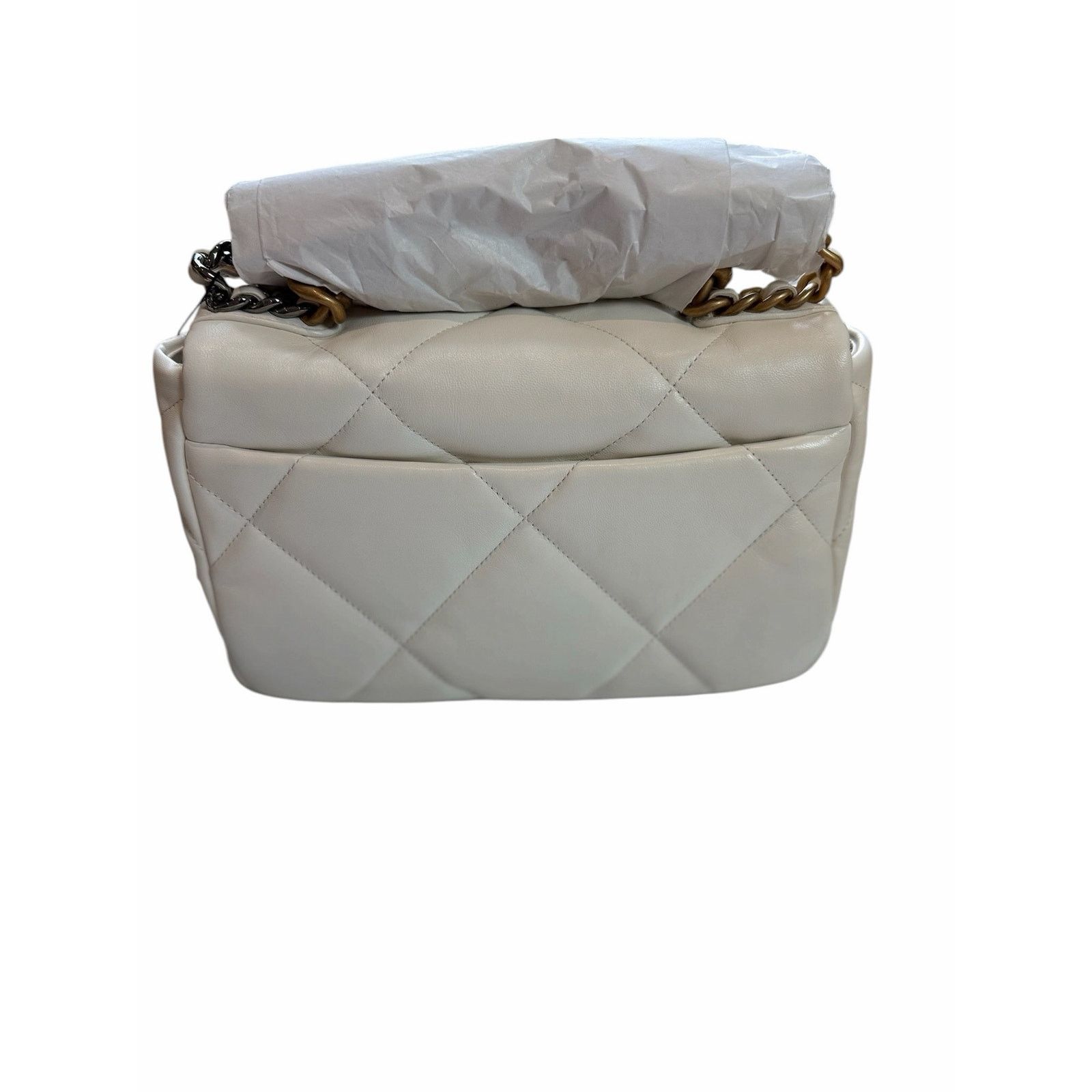 Chanel Chanel medium 19 flap bag white lambskin gold & silver tone Size ONE SIZE - 6 Thumbnail