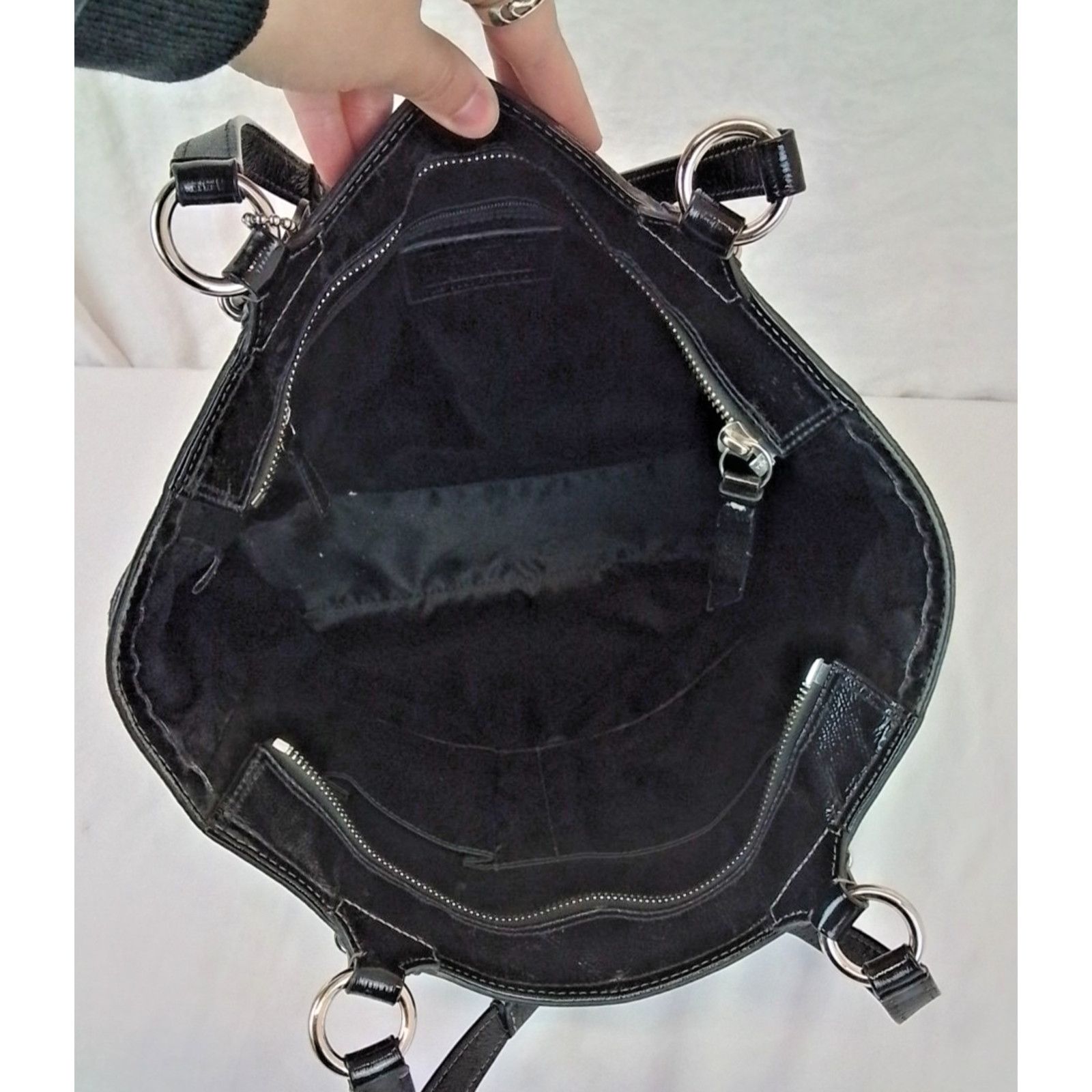 Coach Coach Gallery Tote Bag Black Patent Leather Signature C Size ONE SIZE - 14 Thumbnail