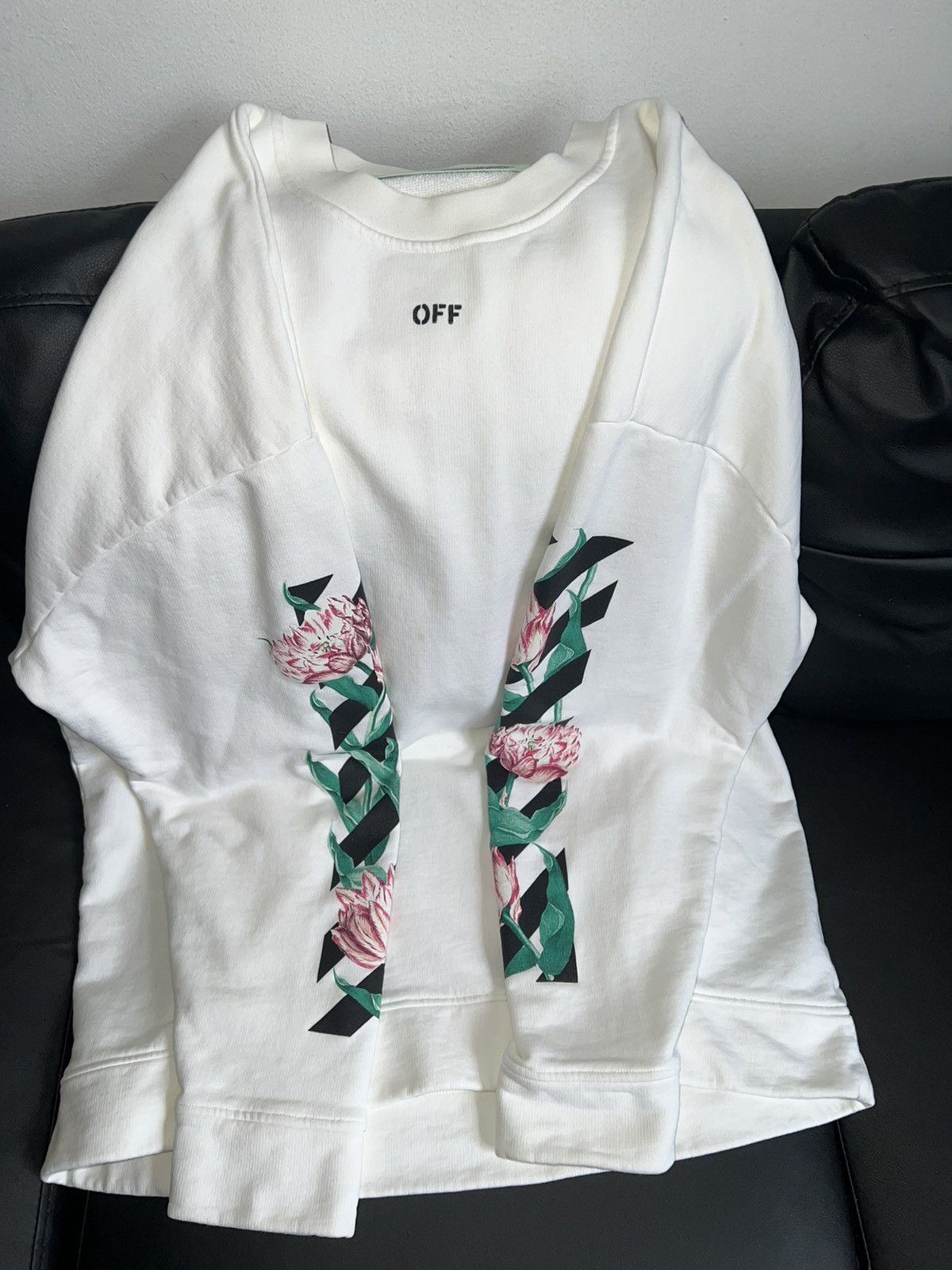 Off-White Off-White 2013 Floral Arrows Logo White Crewneck Size US M / EU 48-50 / 2 - 3 Thumbnail