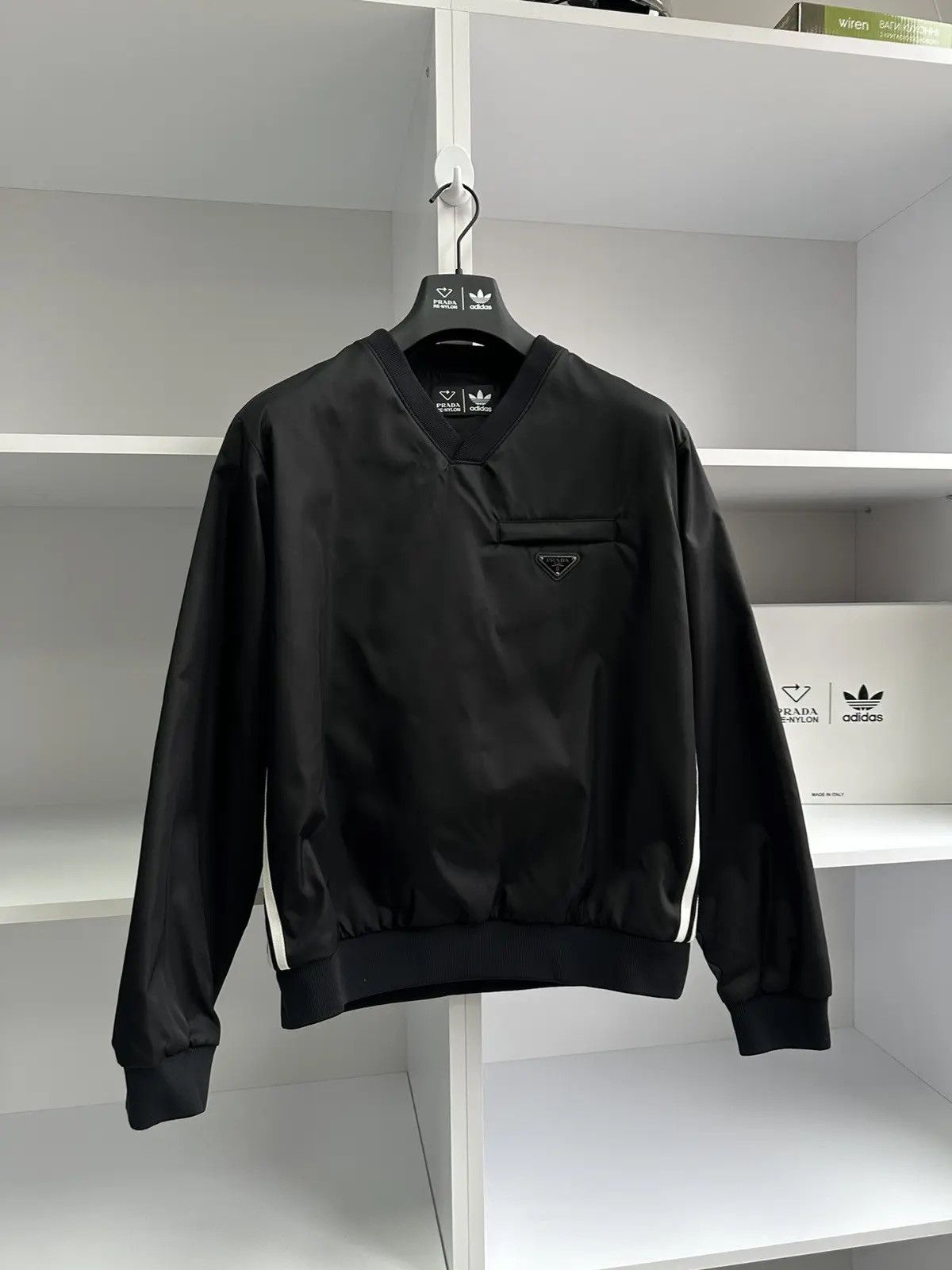 Prada Adidas Sweatshirt Nylon Black Big Logo