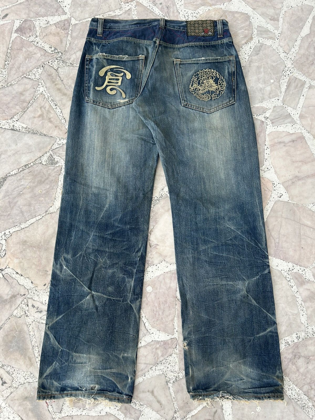 Eternal Vintage Distress Dragon Embroidered Denim Size US 30 / EU 46 - 2 Thumbnail