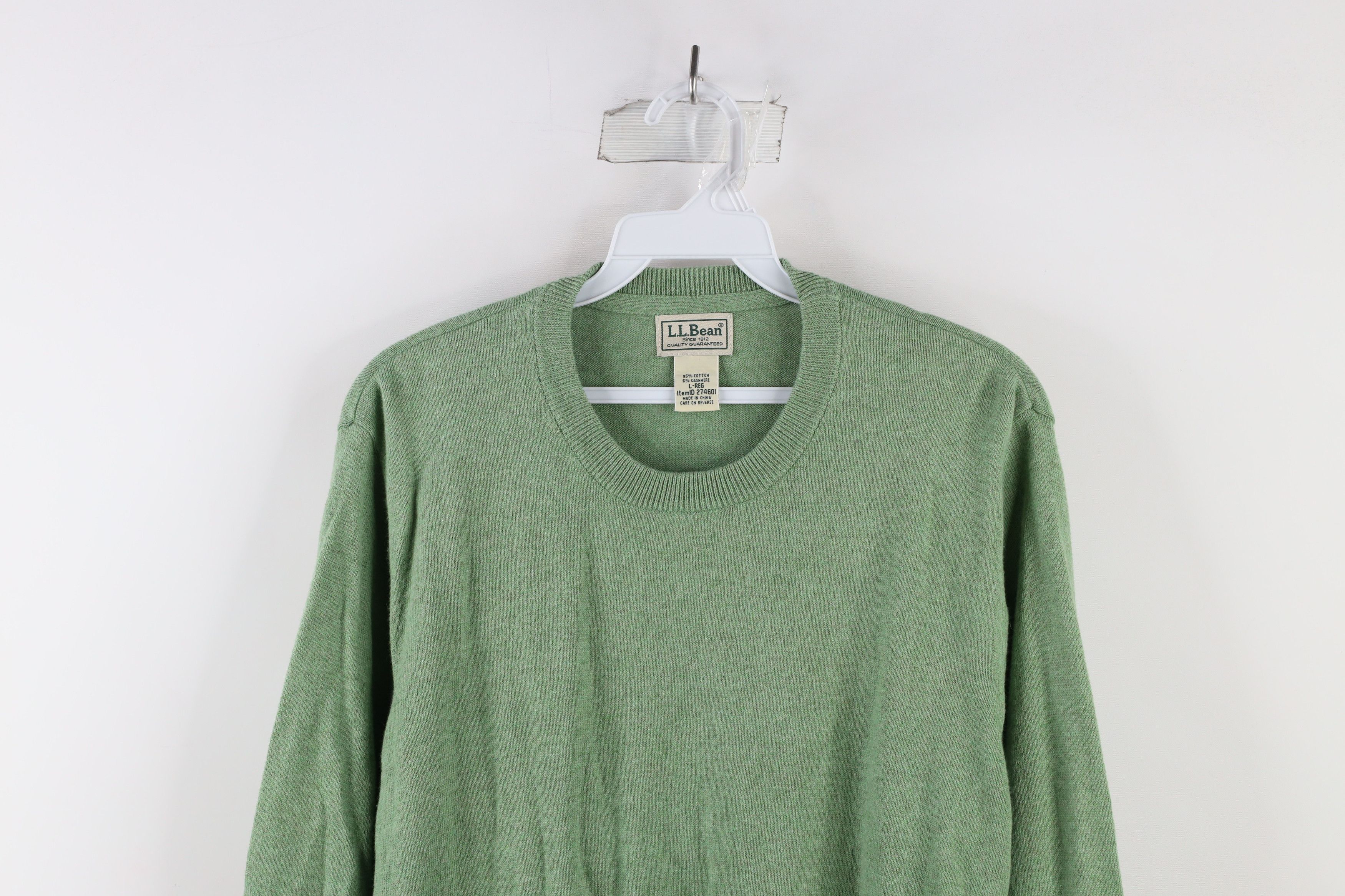 Vintage LL Bean Cashmere Blend Knit Crewneck Sweater Green