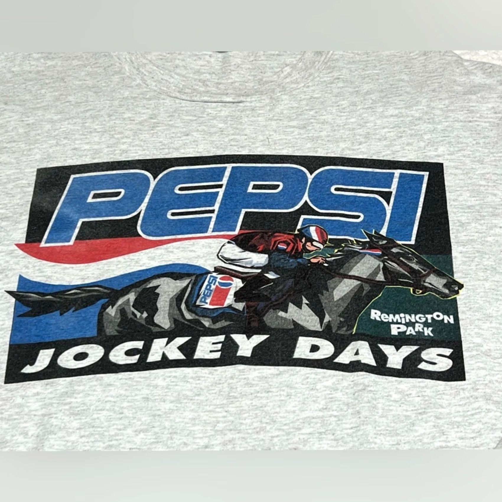 Anvil VINTAGE Pepsi Long Sleeve Shirt All Sport Made USA XL Remington 90s Horse Racing Shirt Mens XL Gray Nike Size US XL / EU 56 / 4 - 2 Thumbnail