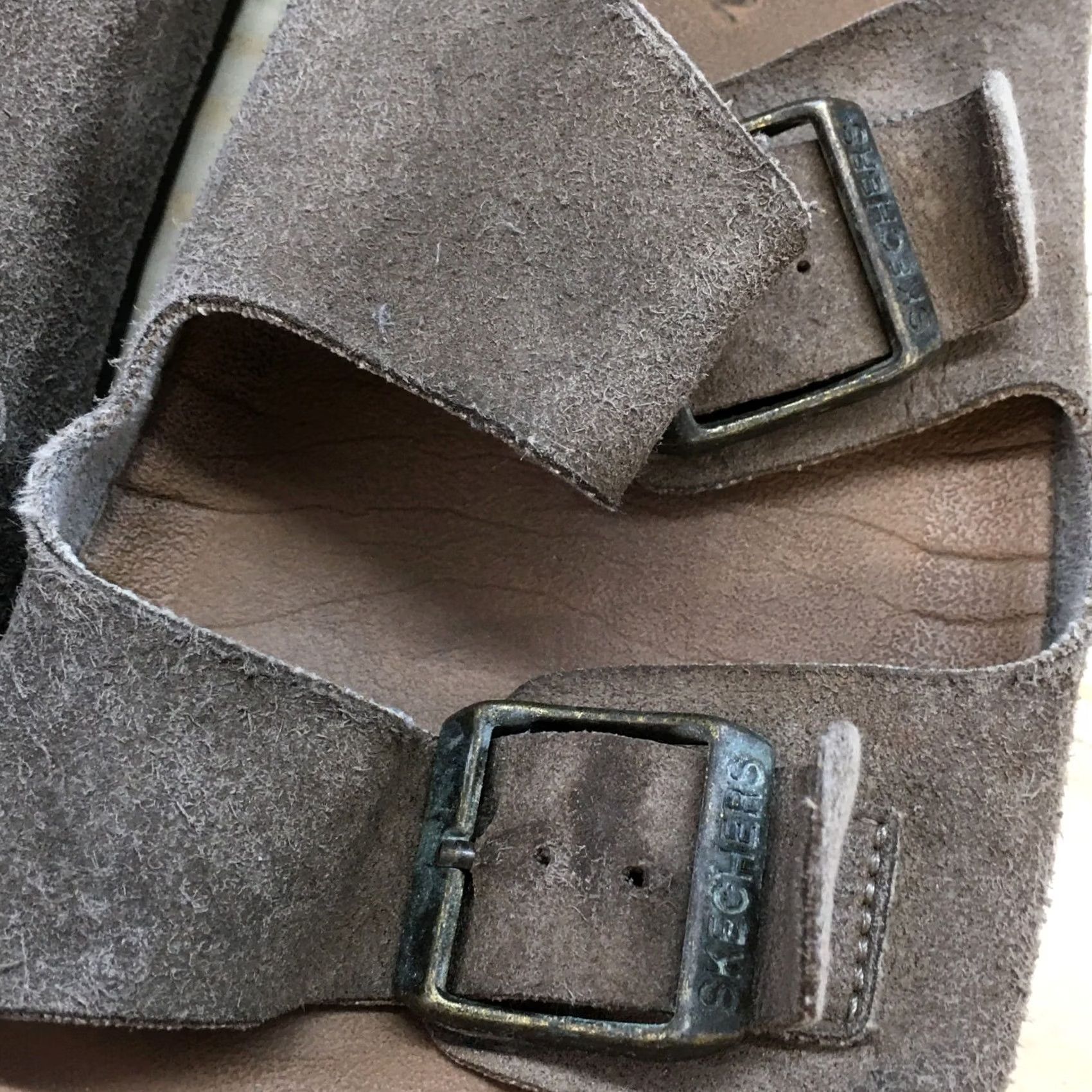 SKECHERS Skechers Sandal Womens 8 Taupe Luxe Foam Two Strap Buckle Slip On Casual Sandal Size US 8 / IT 38 - 5 Thumbnail
