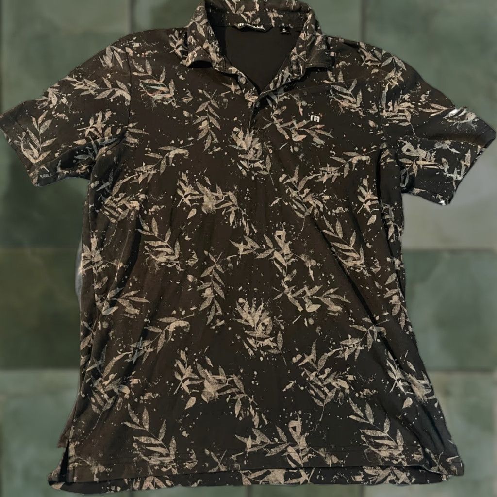 TravisMathew Travis Mathew Golf Polo Shirt Mens XL Black Leaves Performance Pima Cotton Blend Size US XL / EU 56 / 4 - 1 Thumbnail