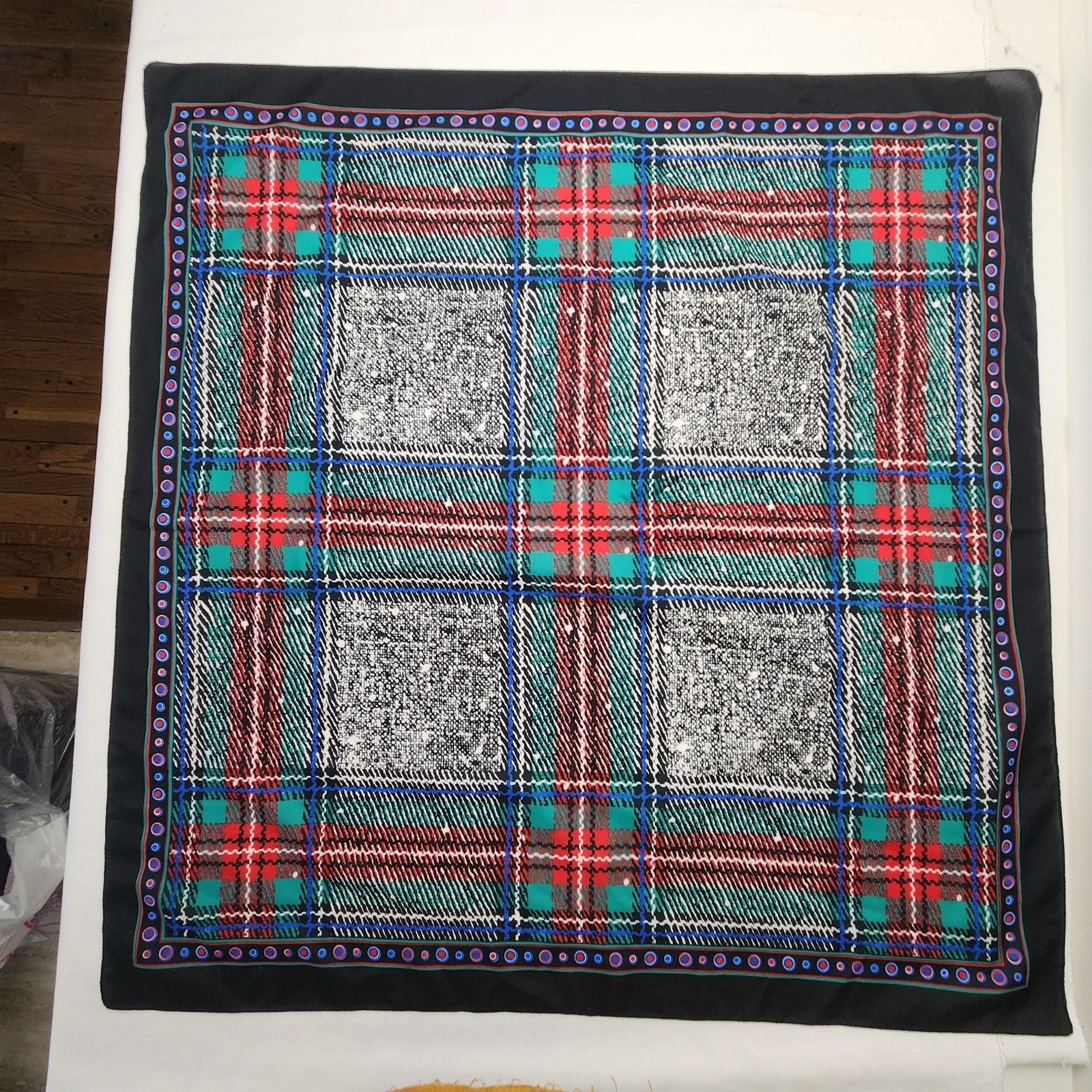 Other Vintage Glentex Plaid Polka Dot Scarf Made in Italy Purse Size ONE SIZE - 5 Thumbnail