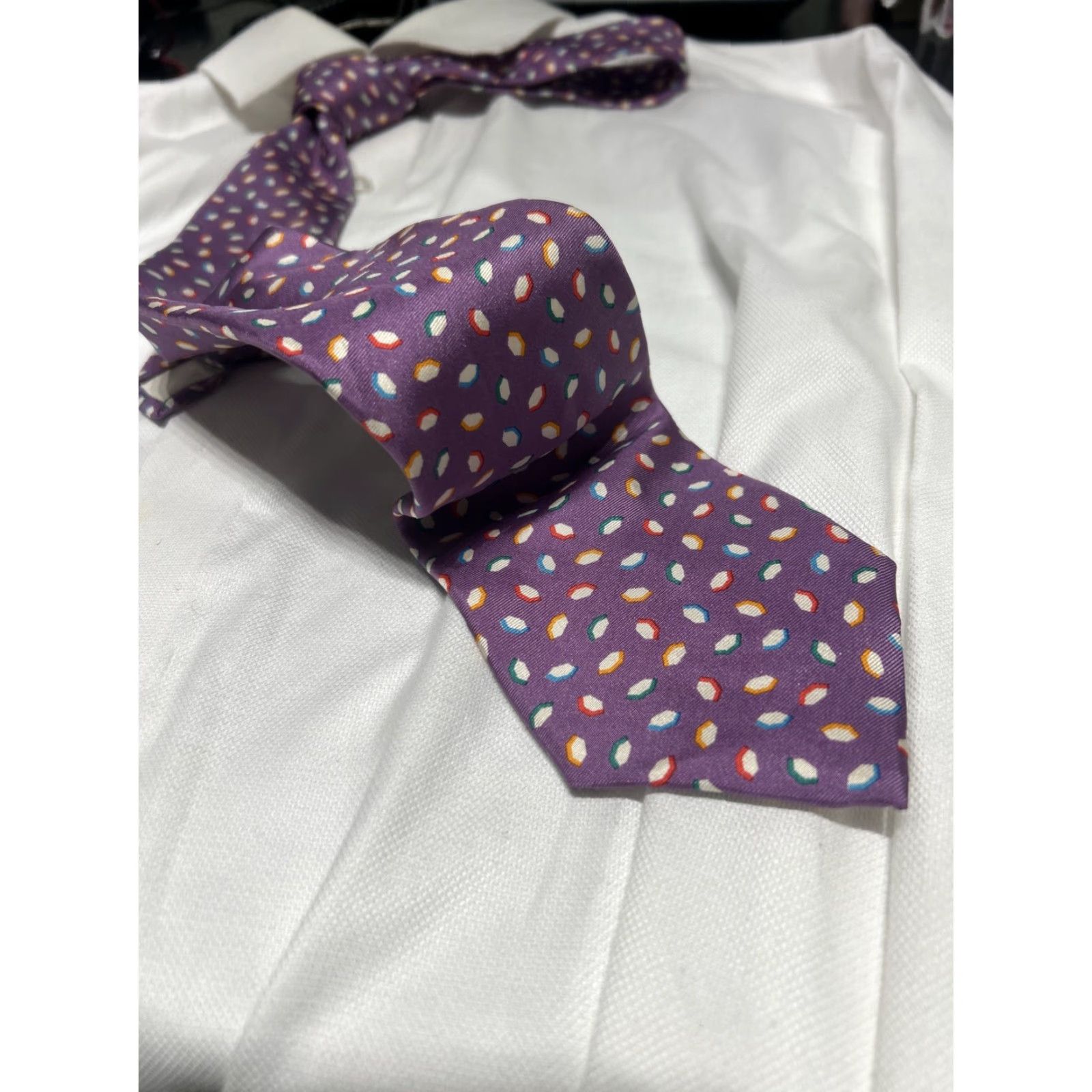 Vintage Alexander JuliAN Colours Purple Hand Made 100% SilkY2K Men’s VTG Neck Tie Shirt? Size ONE SIZE - 4 Thumbnail