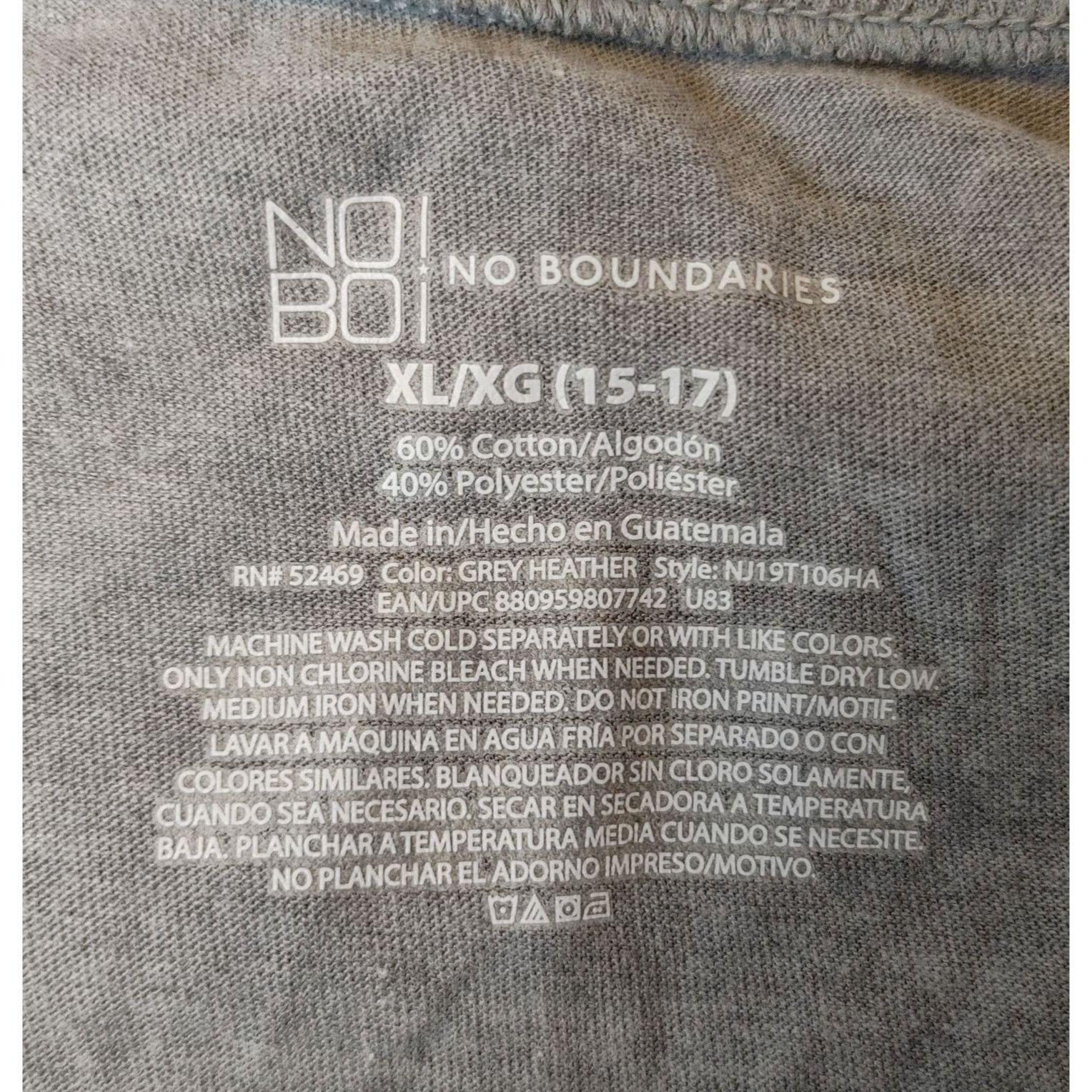 Other NO BOUNDARIES NOBO Womens XL Gray Short Sleeve Basic Casual Size XL / US 12-14 / IT 48-50 - 3 Thumbnail