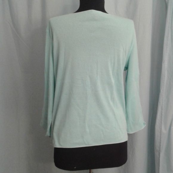 J. Jill J.Jill L Womens Petite Long Sleeve Mint Green Top Size L / US 10 / IT 46 - 3 Thumbnail