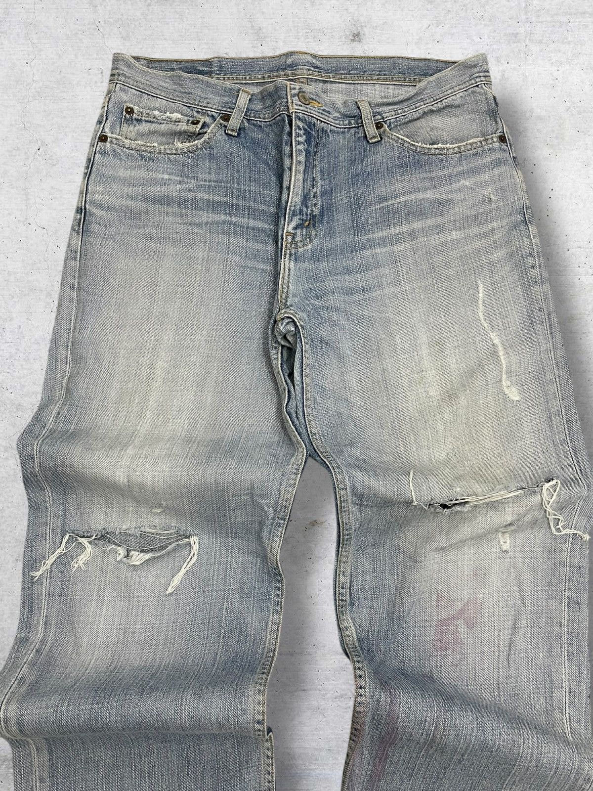 Levi's Vintage Clothing VINTAGE 533 LEVIS USA 90S DESIGNER OLD RIPPED BLUEWASH DENIM Size US 35 - 4 Thumbnail