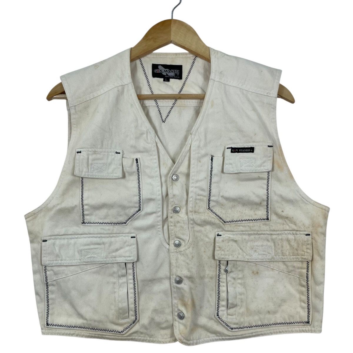 Japanese Brand Vintage Gin Washi Japan Workwear Tactical Cotton Vest Size US L / EU 52-54 / 3 - 2 Thumbnail