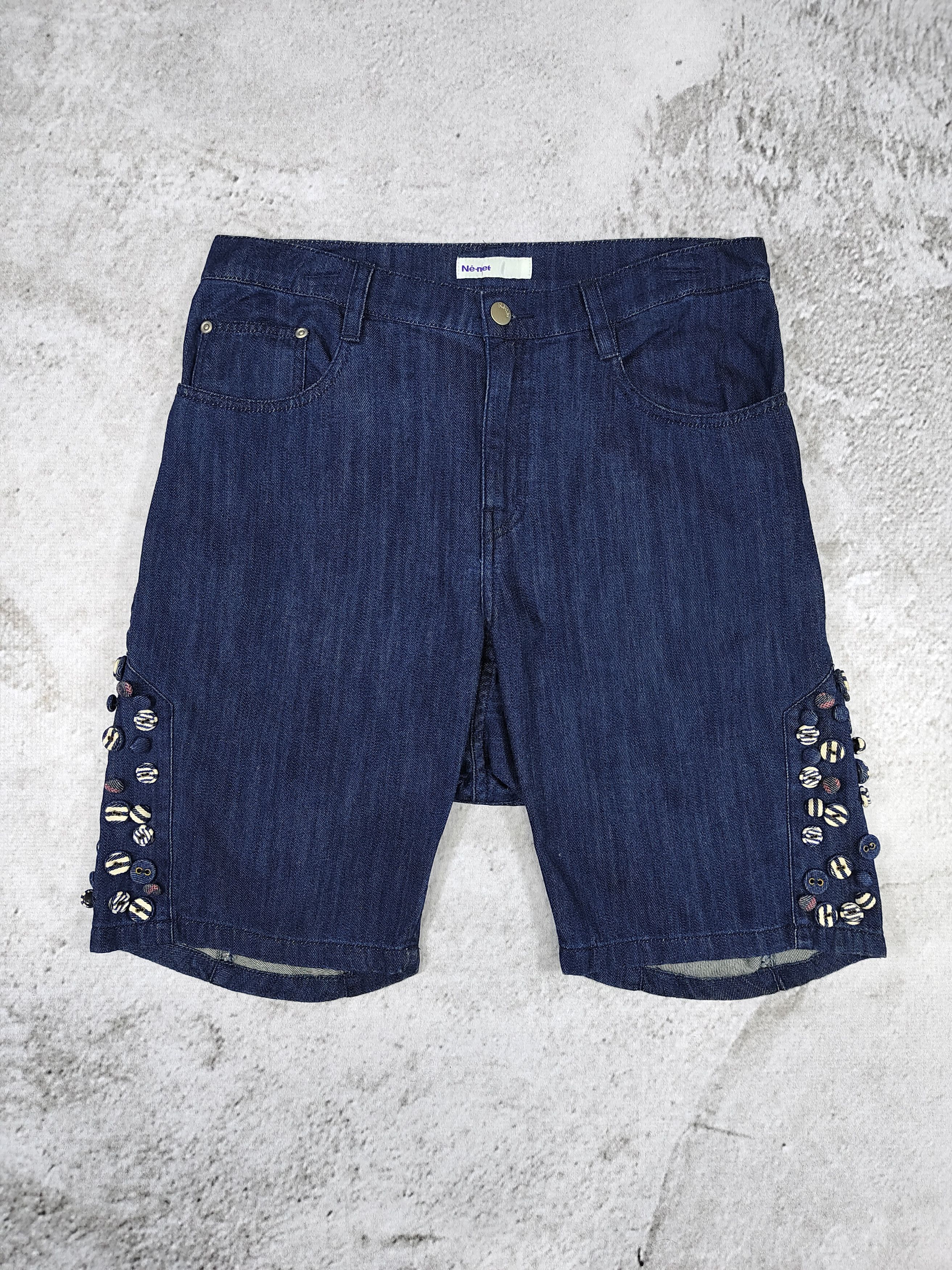 Ne-Net 00s Ne-Net🇯🇵 By Issey Co Buttons Drop Crotch Denim Short Size 32" / US 10 / IT 46 - 2 Thumbnail