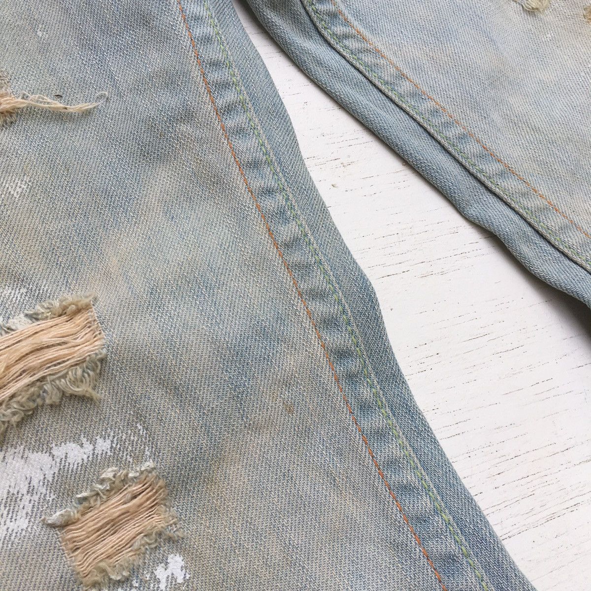 Japanese Brand Trashed Flared Denim Low Rise Paint Splash Size US 32 / EU 48 - 22 Thumbnail