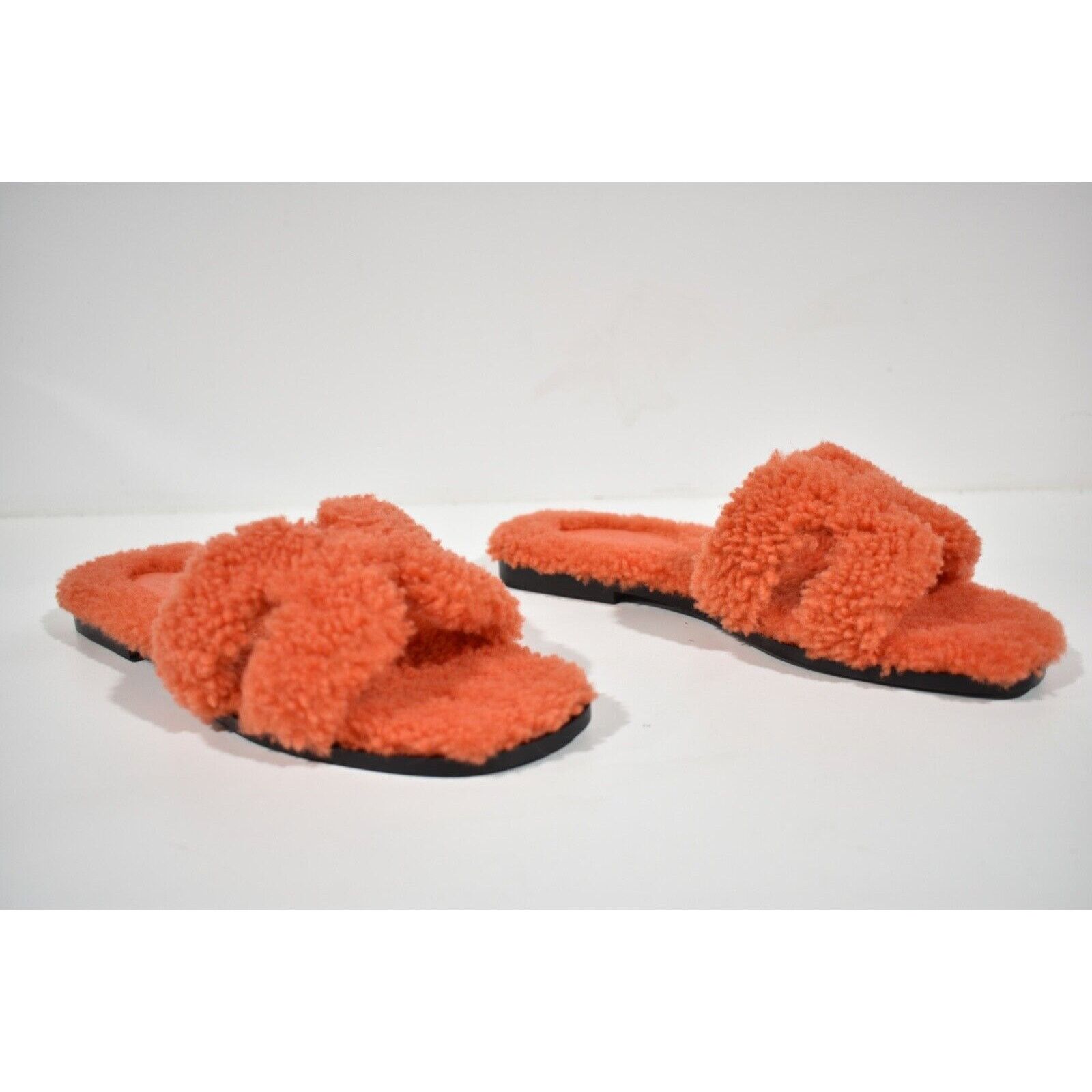 Hermes Hermes Oran Teddy Shearling Fur Orange H Logo Slide Size US 6.5 / IT 36.5 - 4 Thumbnail