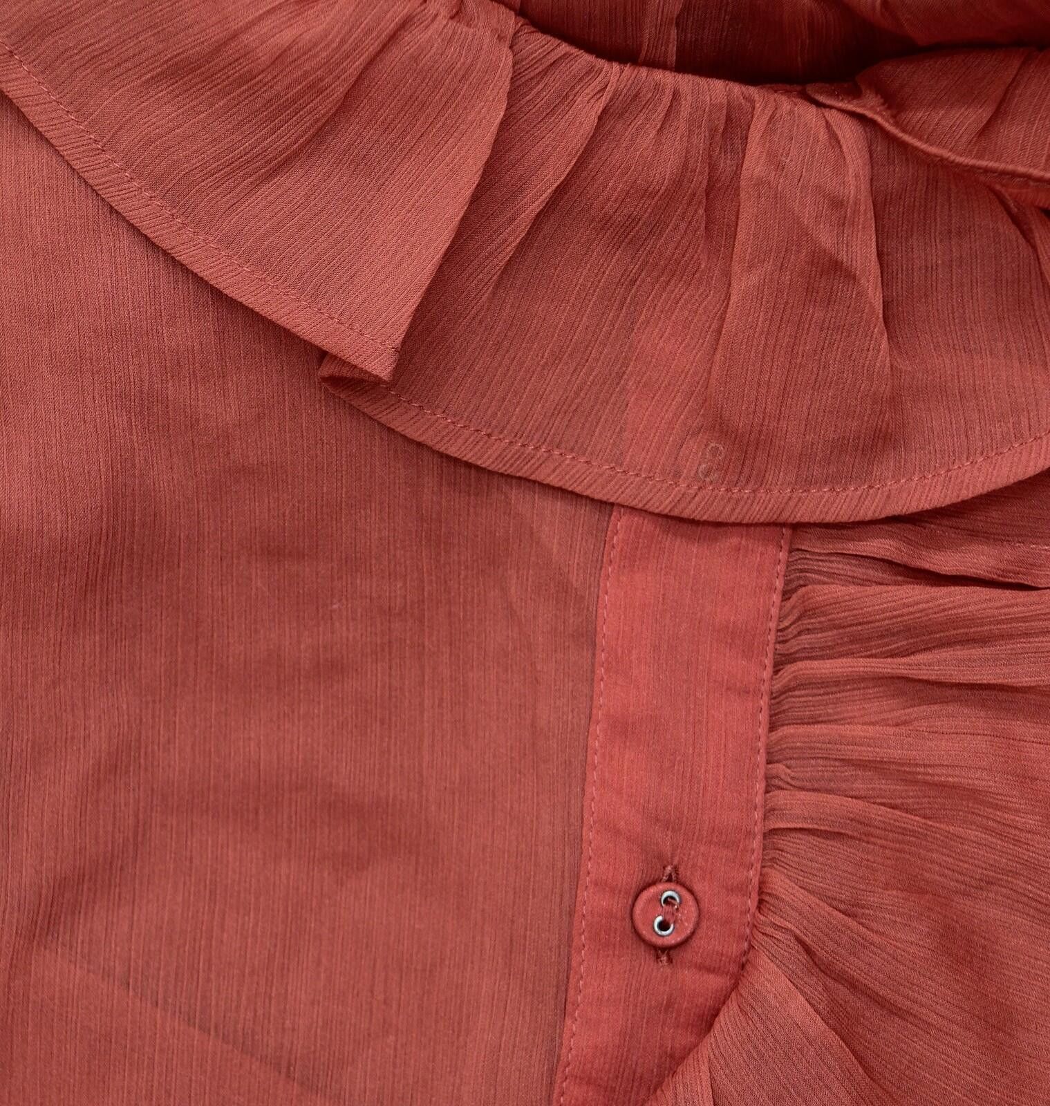 Other Nwt Sam Edelman Sleeve Button Front Top Blouse Red Orange S Size S / US 4 / IT 40 - 6 Thumbnail