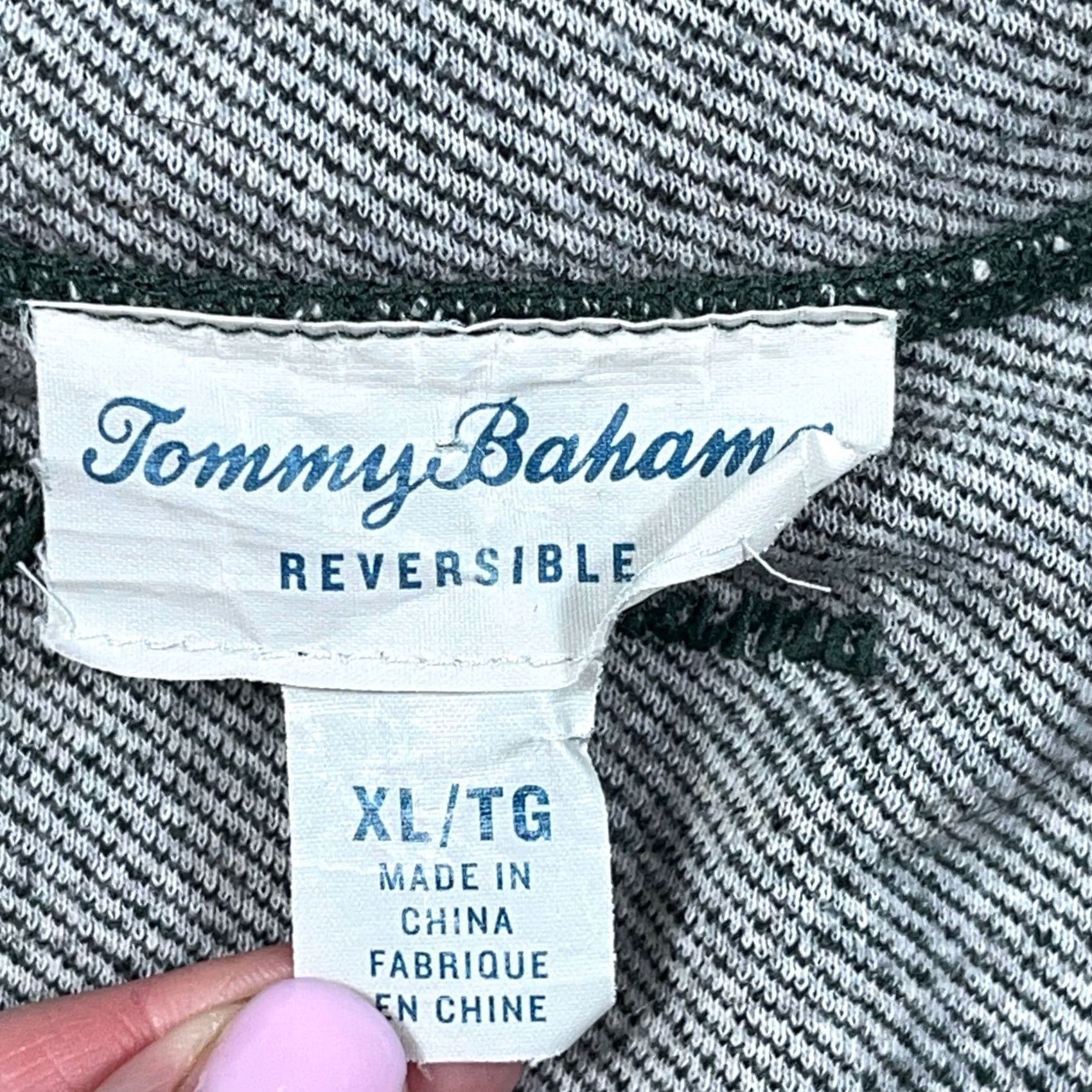 Tommy Bahama Tommy Bahama Sweater Mens XL Green Pullover 1/4 Zip Reversible Knit Striped Logo Zipper Size US XL / EU 56 / 4 - 5 Thumbnail