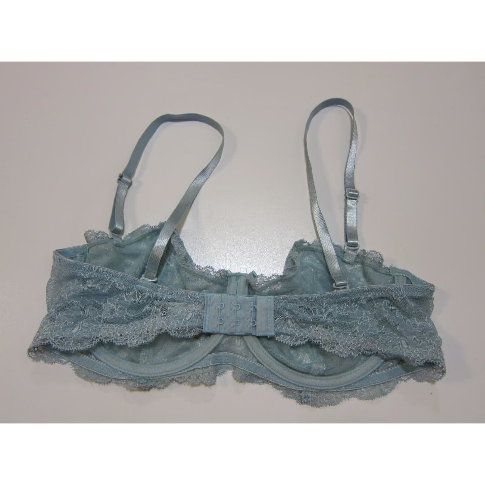 Vintage Donna Loren Gold Label Blue Lace Embroidered Underwire Bra Women 36C Size 36C Adjustable Strap Balconette Size ONE SIZE - 6 Thumbnail