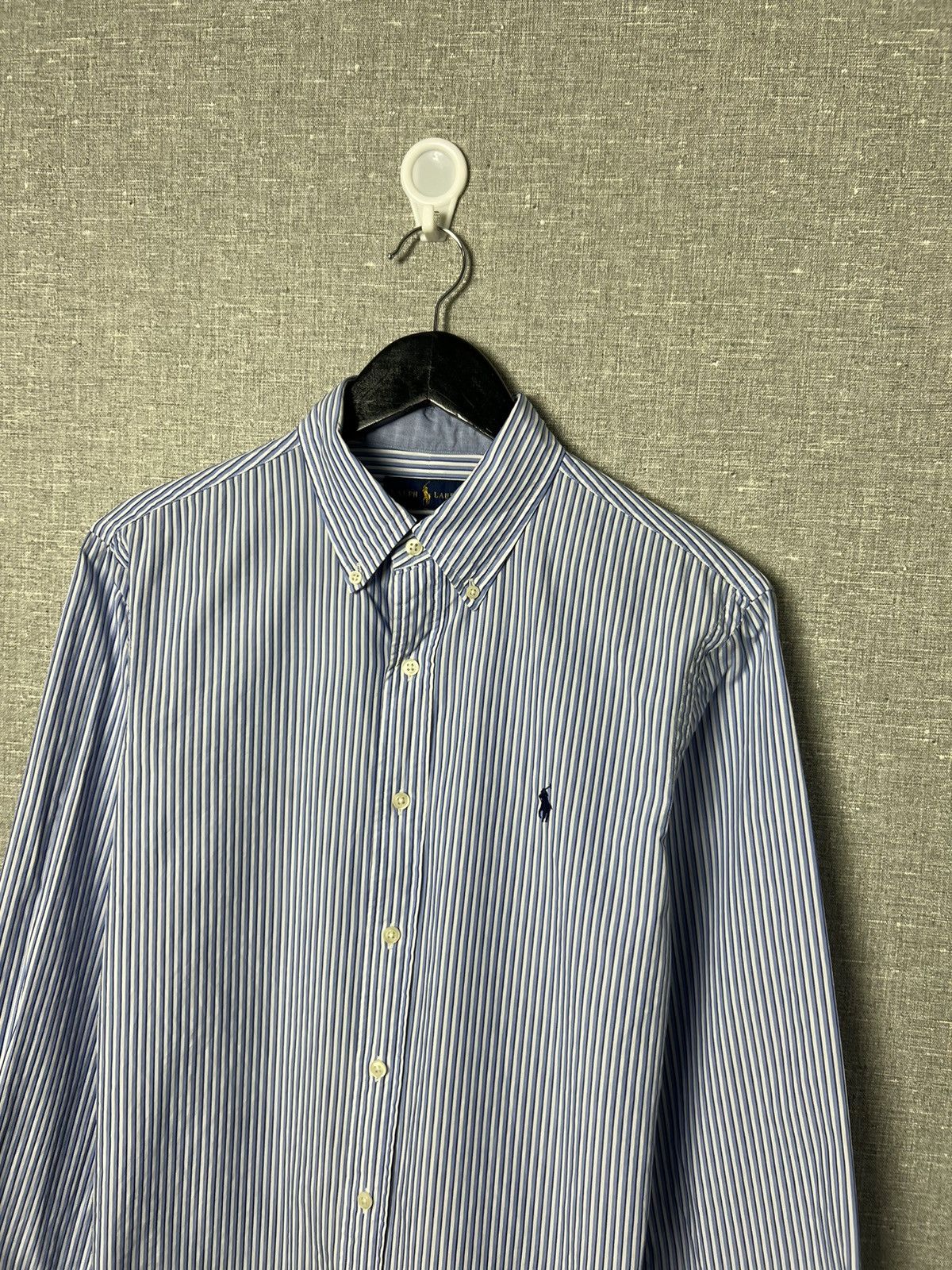 Polo Ralph Lauren Polo Ralph Lauren Slim Fit Crinkle Finish Striped Shirt Size US M / EU 48-50 / 2 - 2 Thumbnail