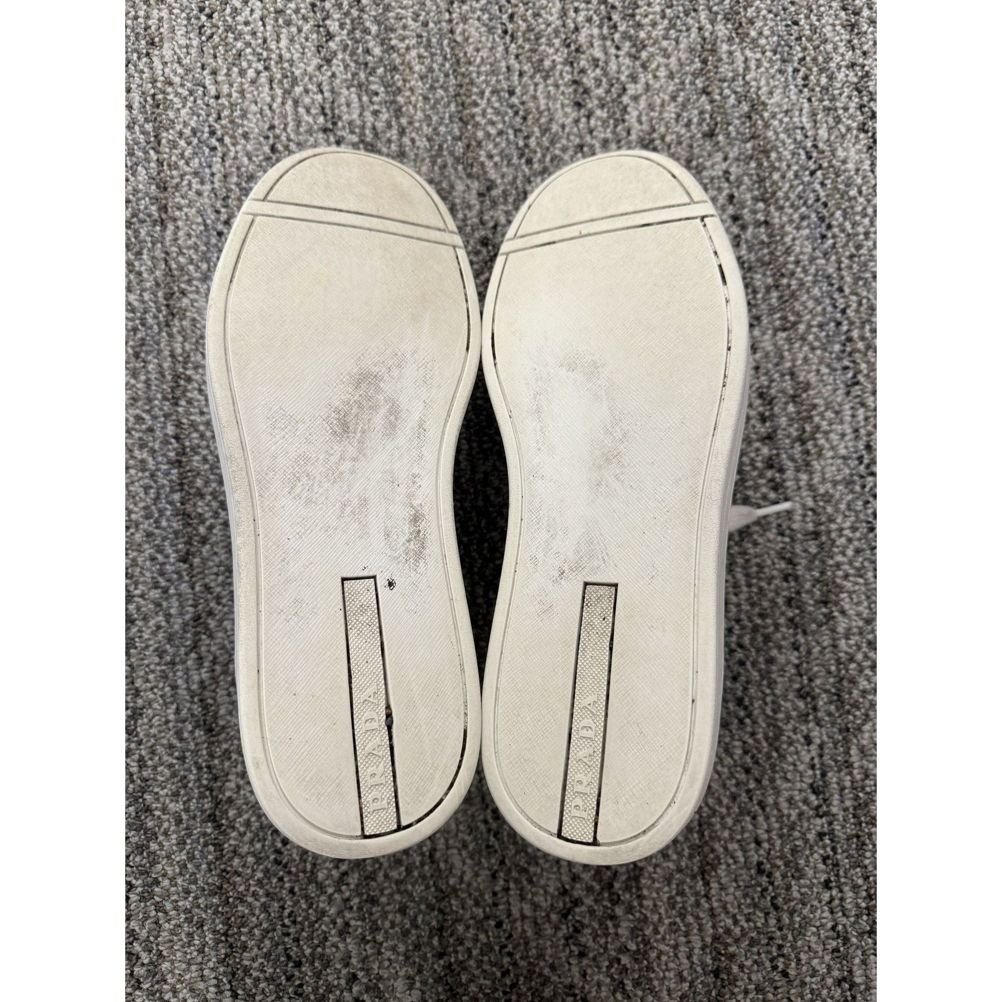 Prada Prada White Leather Low-Top Sneakers With Laces Size US 6.5 / IT 36.5 - 5 Thumbnail