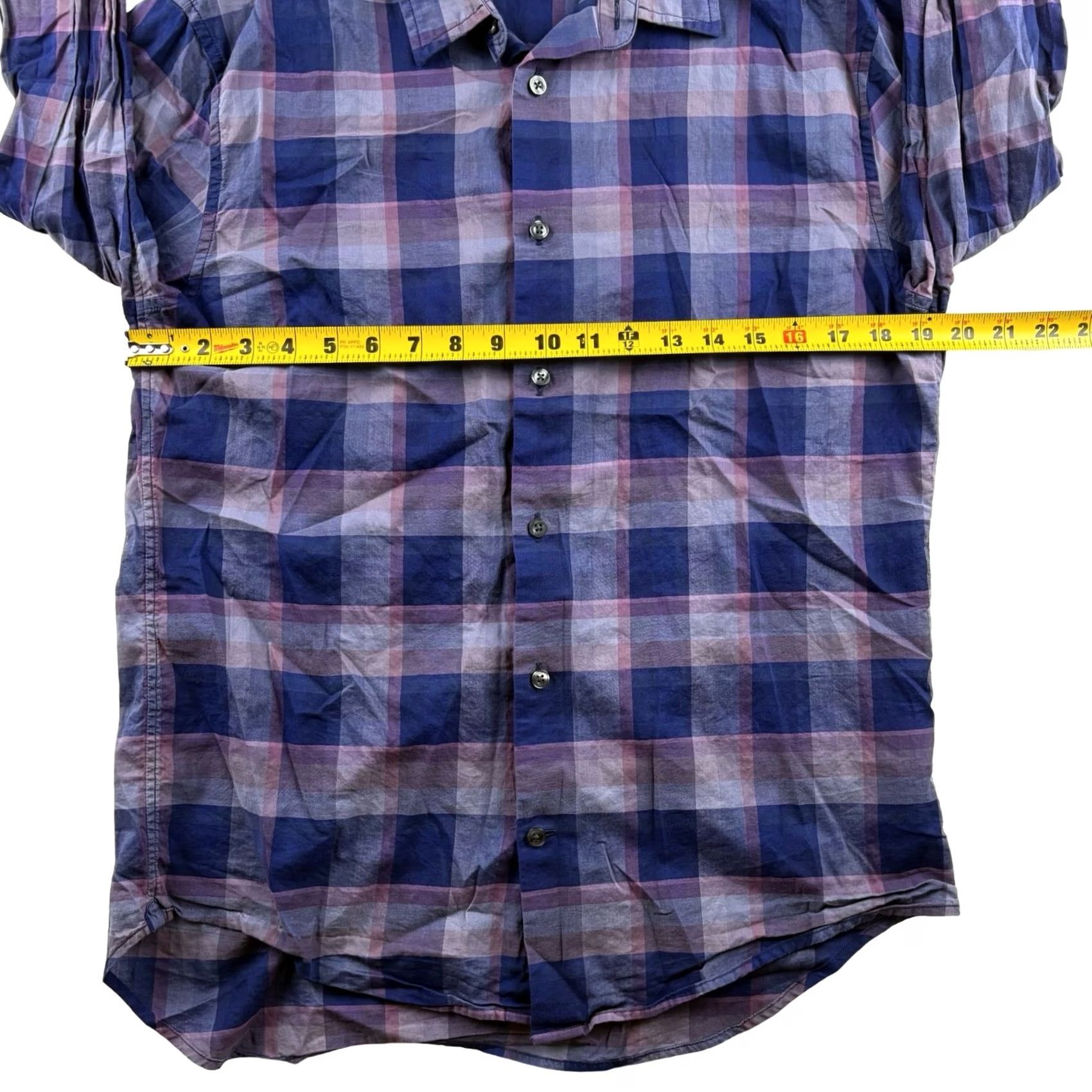 Vince Vince Men’s Shirt Plaid Button-Down 100% Cotton Purple Medium Size US M / EU 48-50 / 2 - 6 Thumbnail