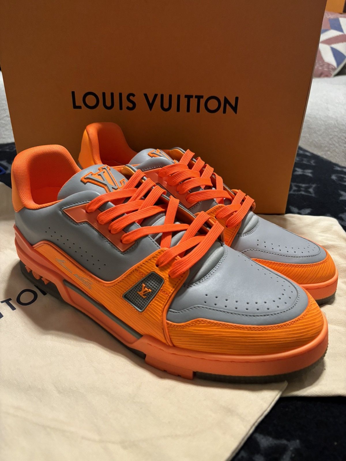 Louis Vuitton Trainer Sneaker #54 mini monogram orange/gray