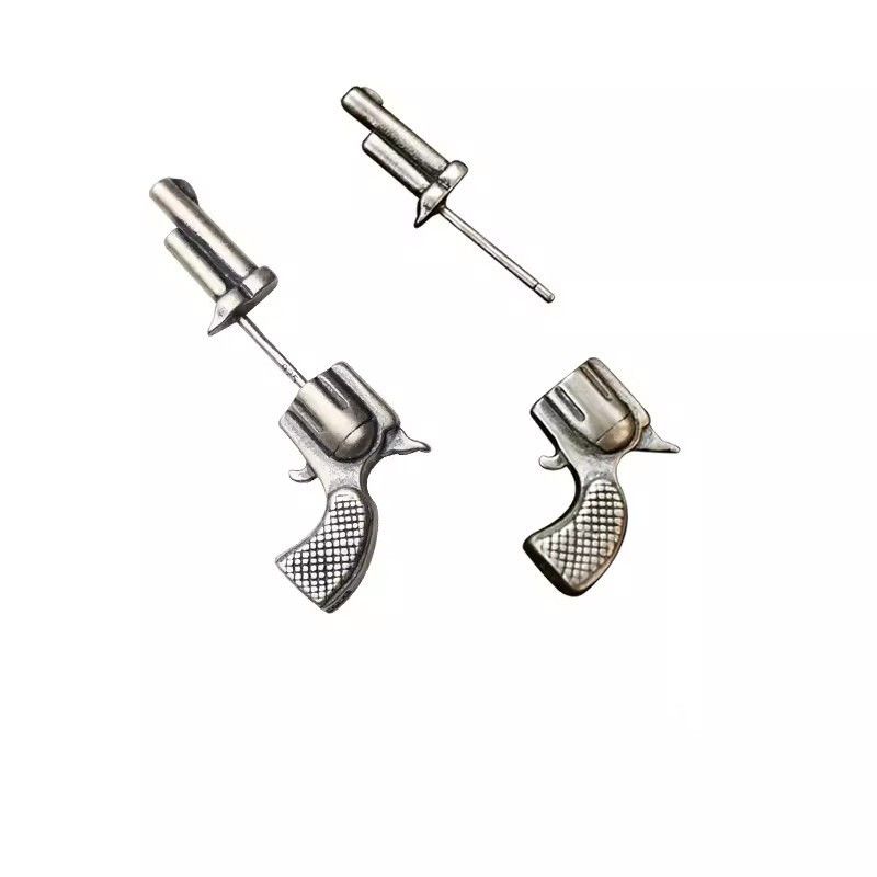 Jewelry × Sterling Silver Revolver Vintage 925 Silver Earrings One Pairs Chrome Size ONE SIZE - 5 Thumbnail