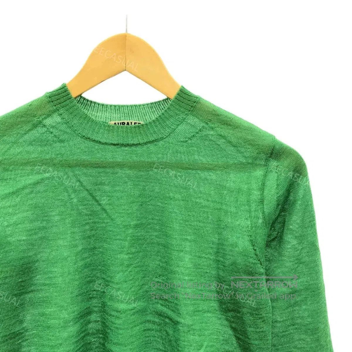 Auralee Green Merino Wool Crew Neck Sweater. Size S / US 4 / IT 40 - 3 Thumbnail