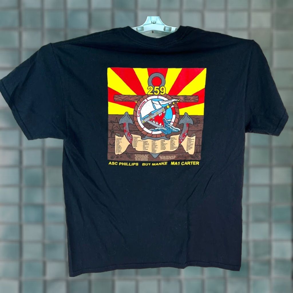 Gildan US Navy 259 USS Arizona T-Shirt Graphic 2 Sided Blue Mens L Crew Neck Cotton Gildan Size US L / EU 52-54 / 3 - 1 Thumbnail