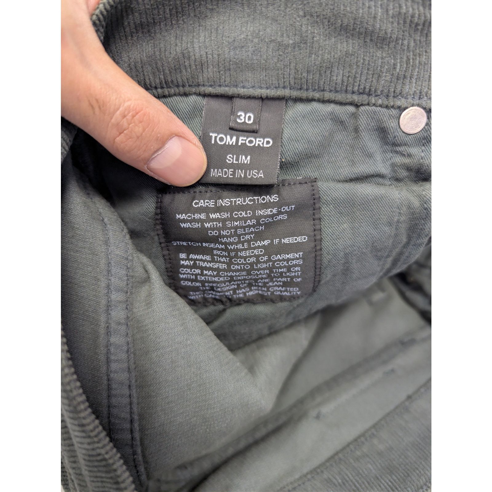 Tom Ford o1rshd1 Slim Fit Denim Jeans in Slate Green Size US 30 / EU 46 - 17 Thumbnail