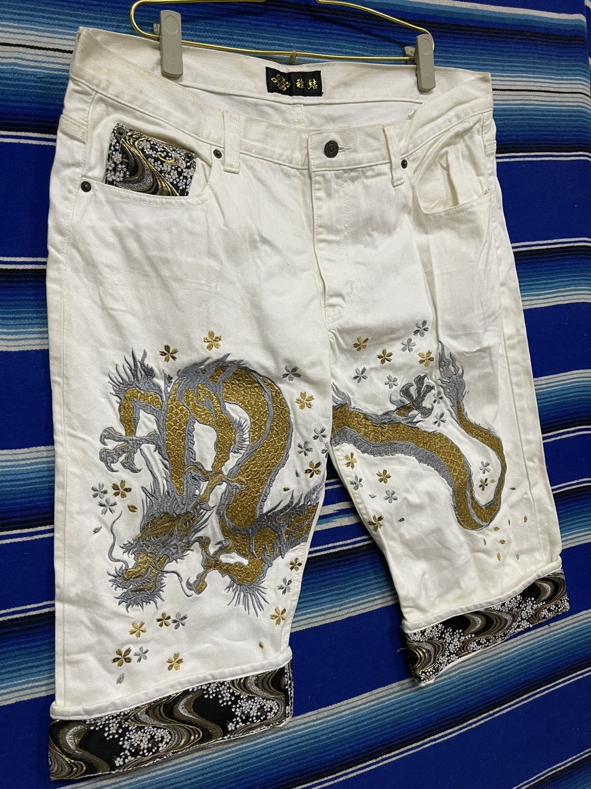 Japanese Brand × Vintage 🔥Vintage Karakuri Temashi Jorts Embroidery Dragon Size US 38 / EU 54 - 3 Thumbnail