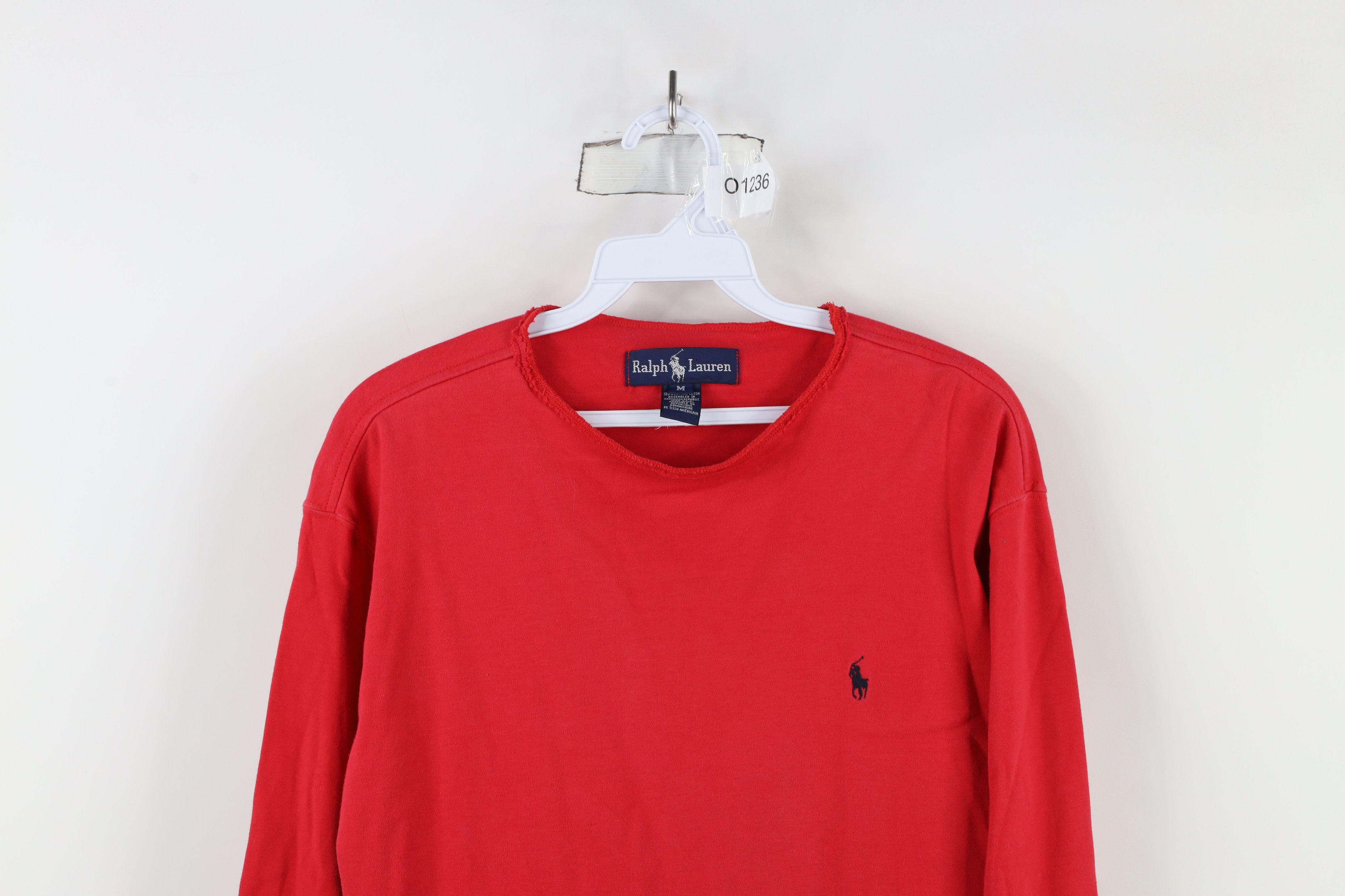 Ralph Lauren × Vintage Vintage 90s Ralph Lauren Raw Hem Collar Long Sleeve T-Shirt Size US M / EU 48-50 / 2 - 2 Thumbnail