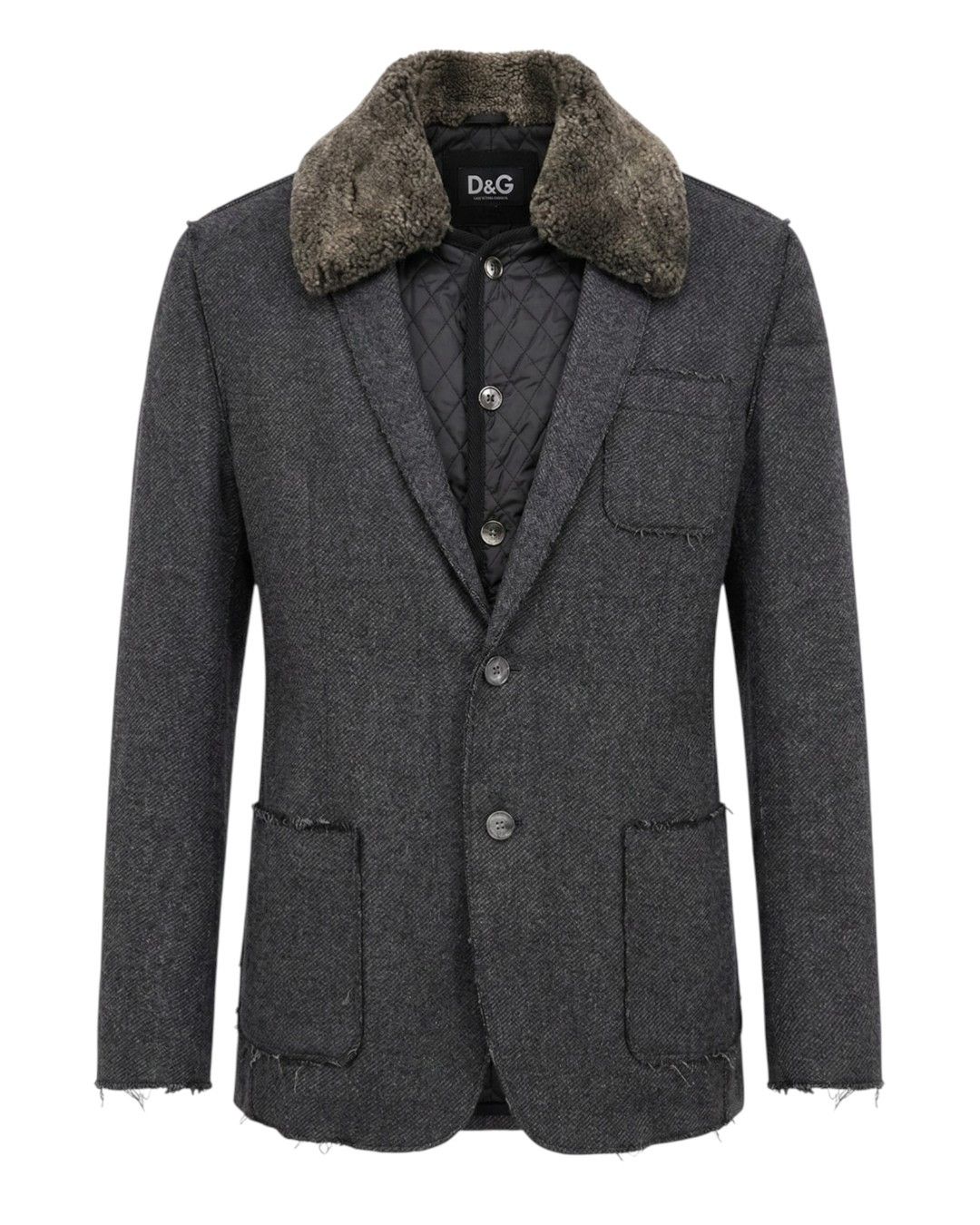 Dolce & Gabbana SHEEP FUR COLLAR HYBRID QUILTED JACKET Size US M / EU 48-50 / 2 - 1 Thumbnail