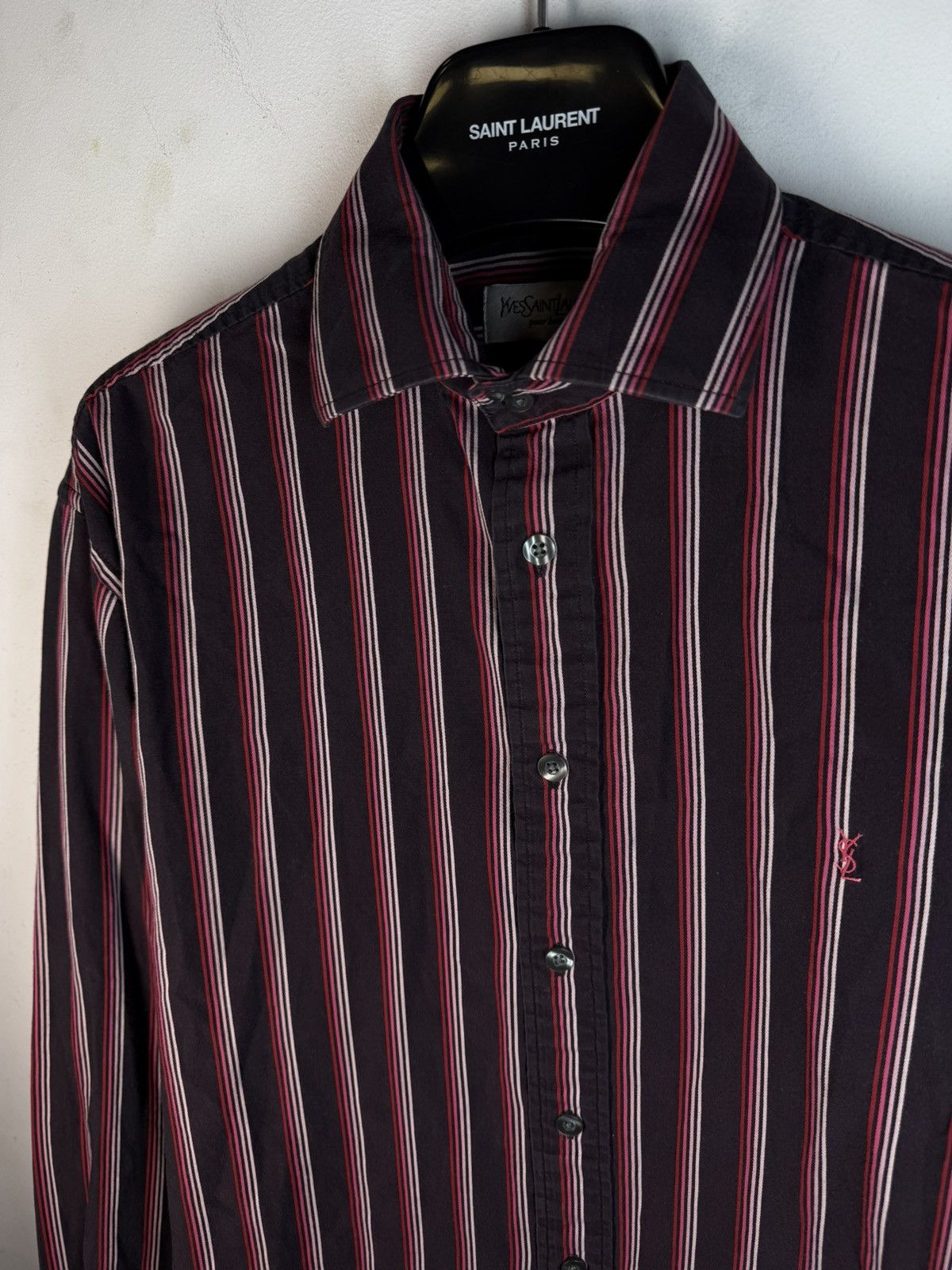 Yves Saint Laurent Black/Red YSL Shirt Striped Size US M / EU 48-50 / 2 - 4 Thumbnail
