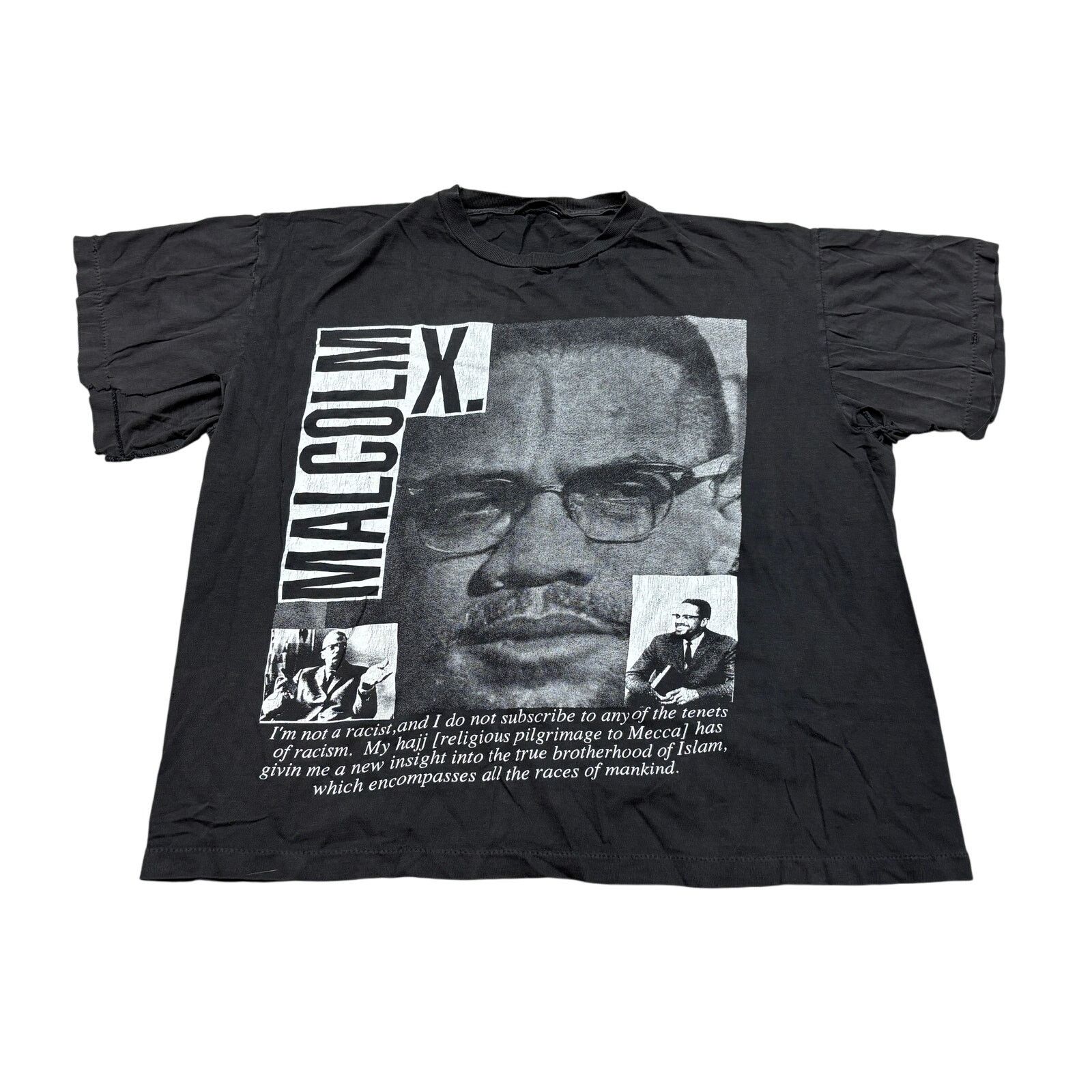Vintage Vintage 90s Malcolm X Single Stitch Distressed Shirt Mens XL Size US XL / EU 56 / 4 - 1 Thumbnail