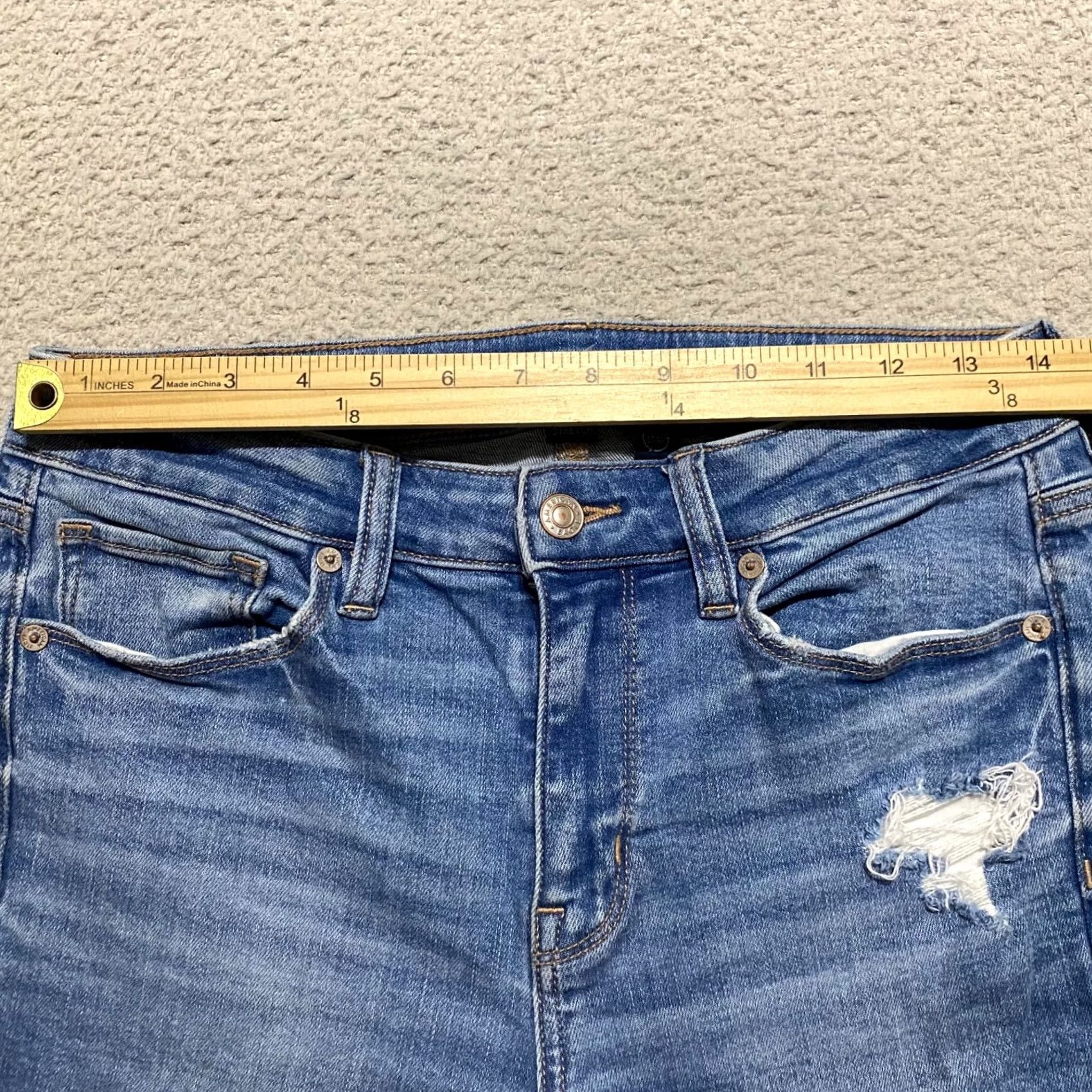 American Eagle Outfitters American Eagle Outfitters Jeans Bootcut 8P Petite Blue Denim High Rise 5-Pocket Stretch Distress Boys Womens Mens (adjusted to fit rules) Size 30" / US 8 / IT 44 - 7 Thumbnail