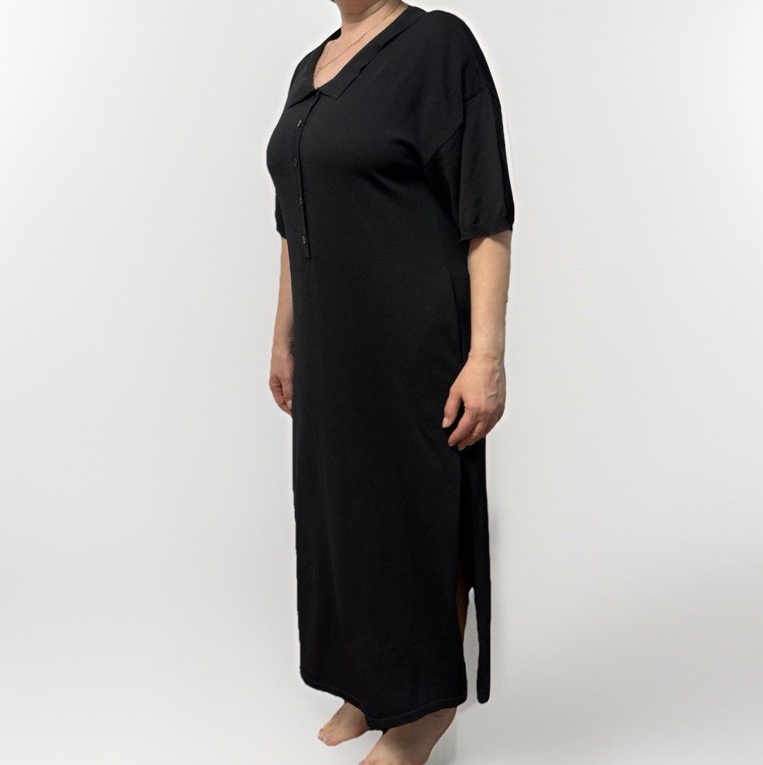 Toteme Toteme Belize Jersey Midi Knit Collared Rayon Dress Black Size S / US 4 / IT 40 - 3 Thumbnail