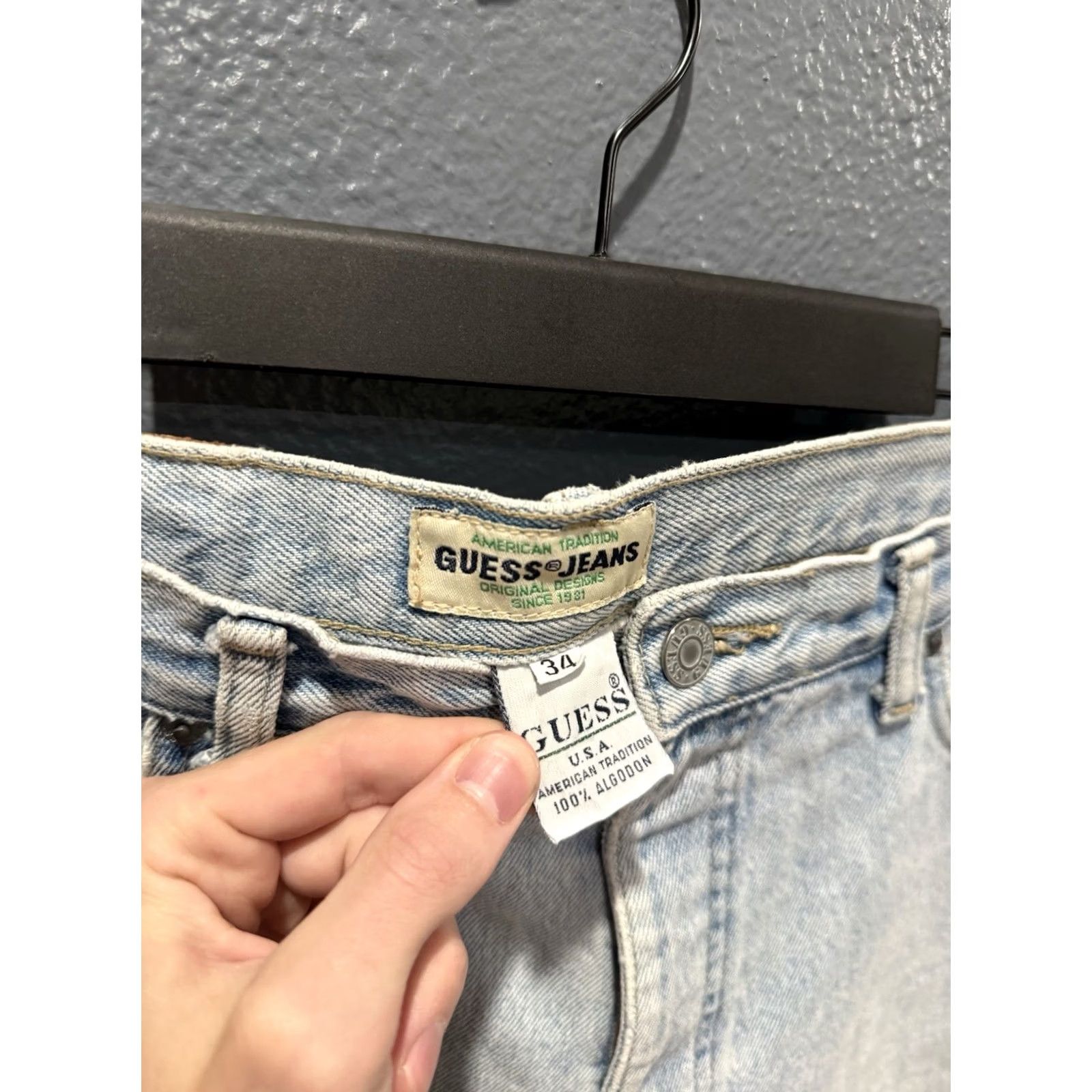 Guess VINTAGE Guess Jeans USA Light Wash Denim Jeans Men 34 Straight 90s Blue Mens Size US 34 / EU 50 - 6 Thumbnail