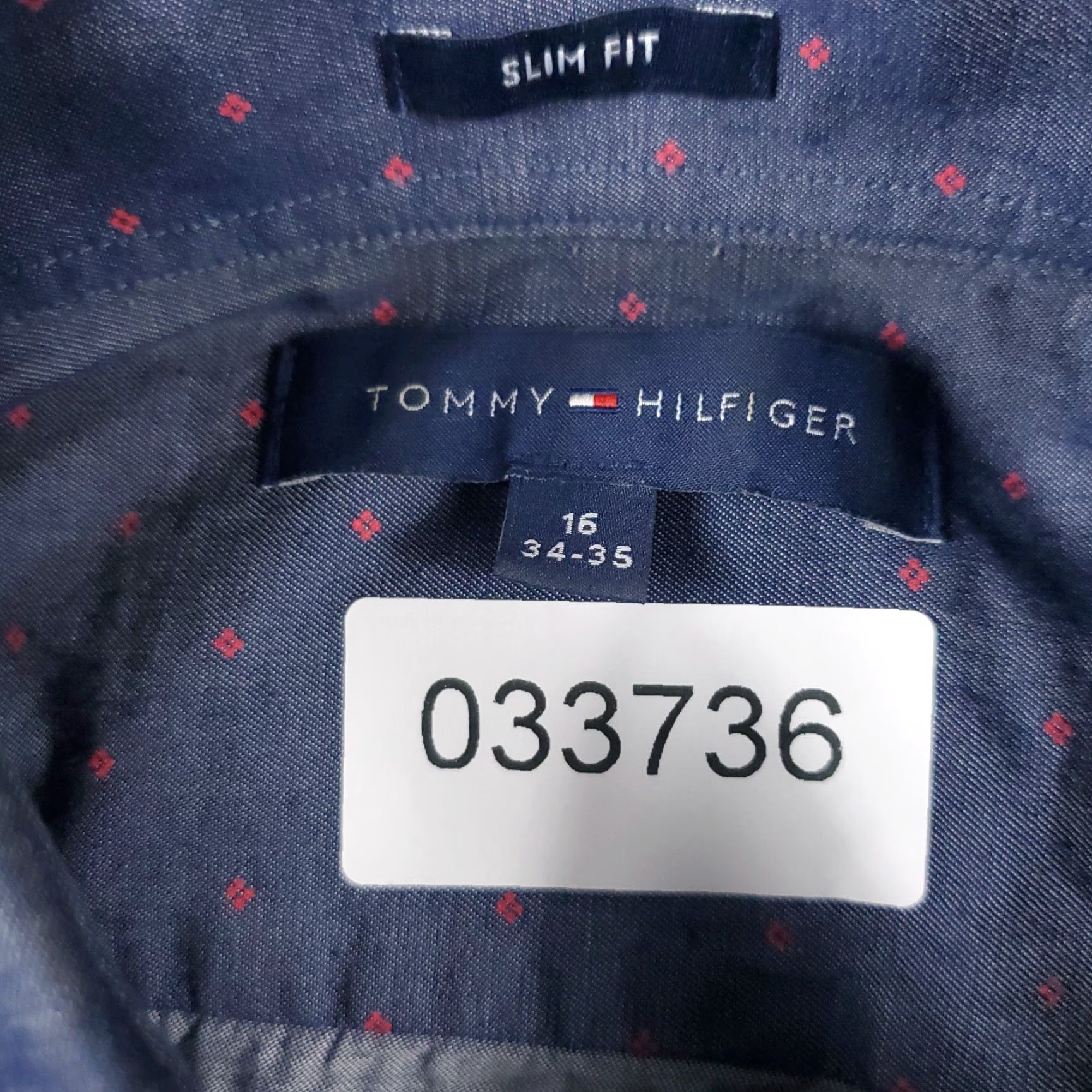 Tommy Hilfiger Tommy Hilfiger Dress Shirt Mens 16 Blue Geometric Button Up Long Sleeve Size 42R - 6 Thumbnail