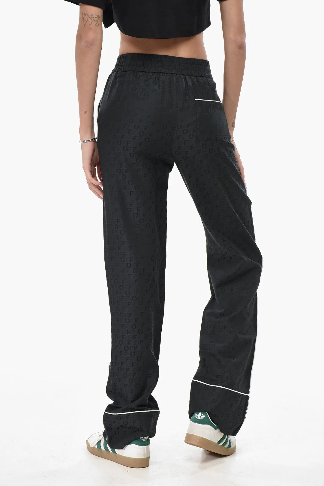 Off-White og1mm0426 Silk-Blend Jacquard Trouser in Black Size 25" / US 0 / IT 36 - 2 Thumbnail