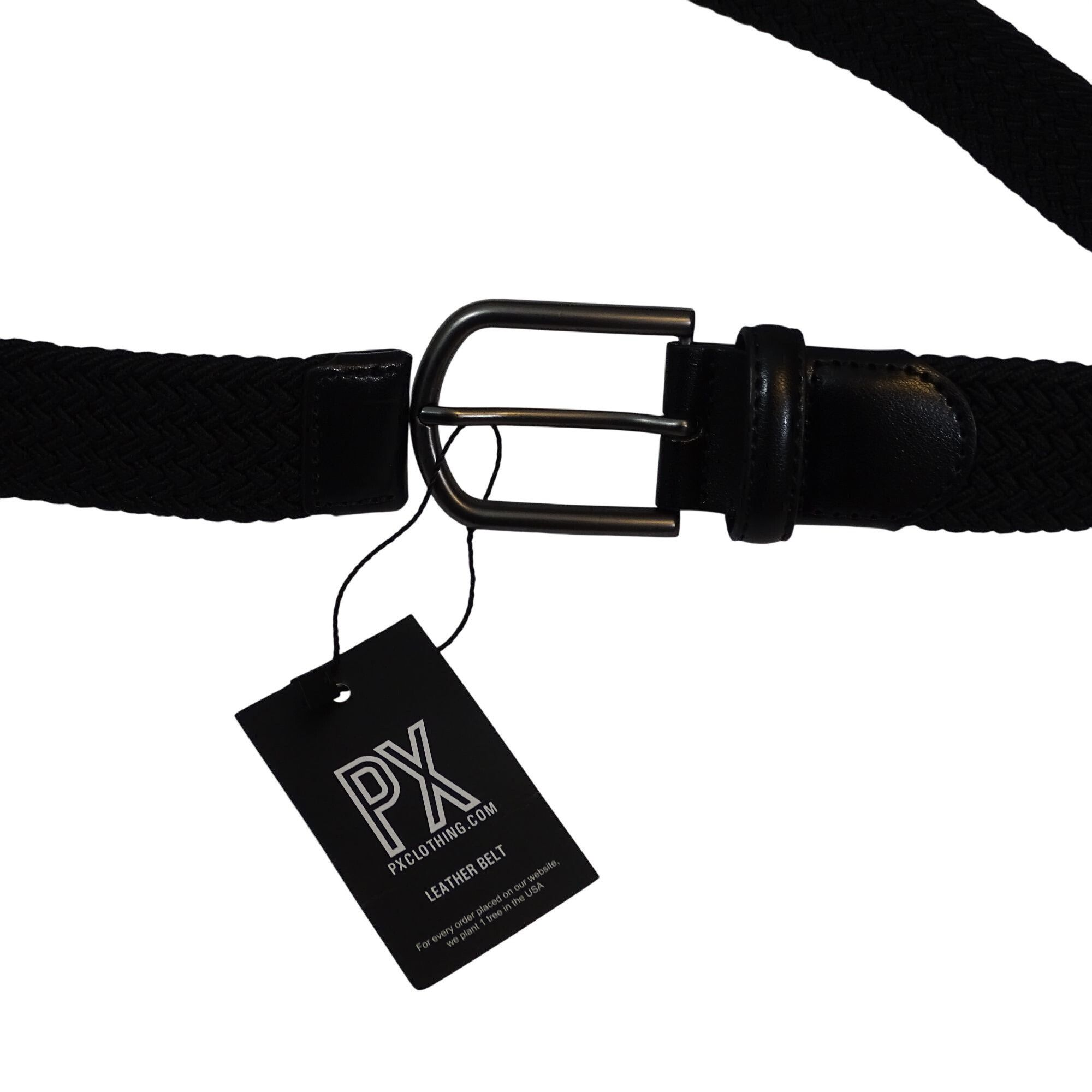 Other PX Men Black Woven Stretch Braided Belt Size 30 Adjustable Size 30 - 6 Thumbnail