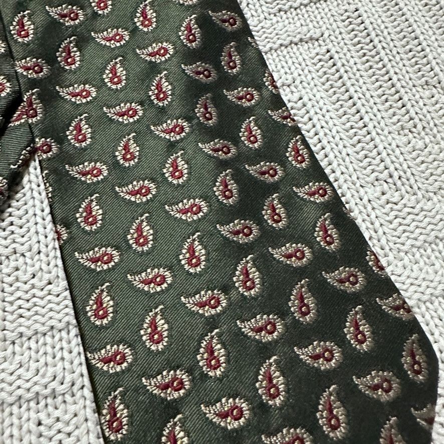 Alexander Julian Alexander Julian olive green paisley silk tie Size ONE SIZE - 2 Thumbnail