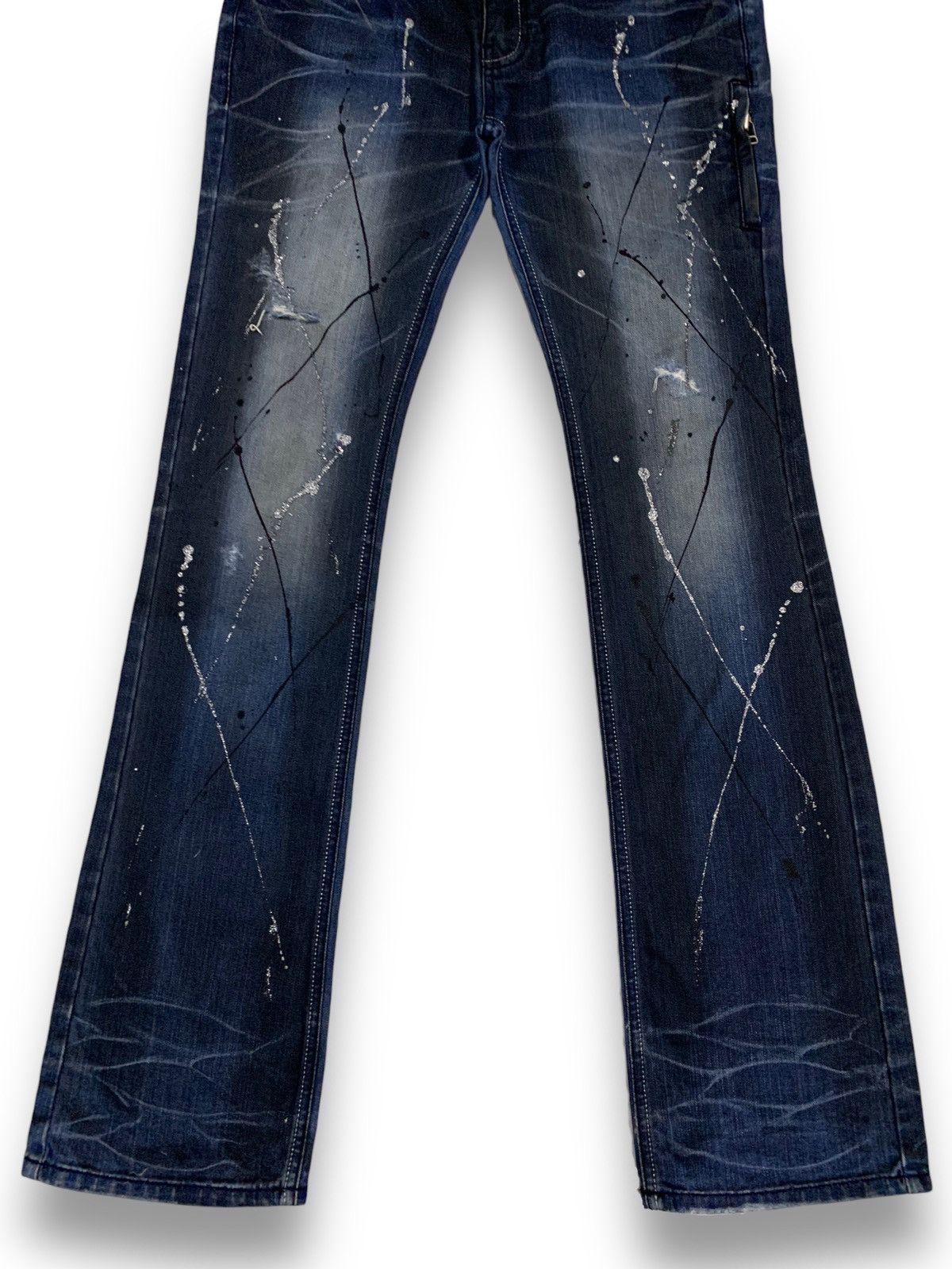 If Six Was Nine Vintage Lagust Studded Paint Splatter Flare Punk Jeans Size US 30 / EU 46 - 10 Thumbnail