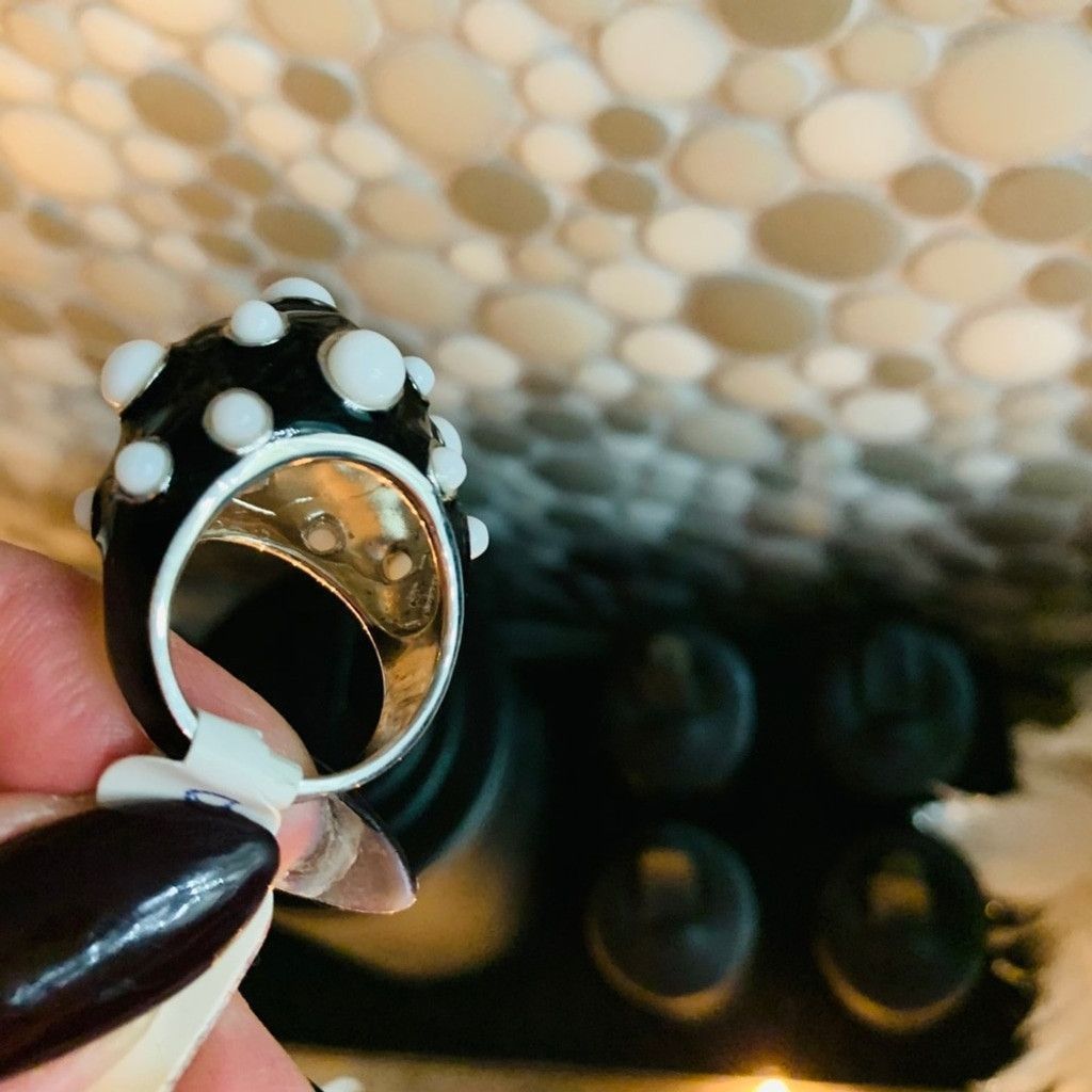 Other Sterling Silver BN black w white ring size 8 Size ONE SIZE - 2 Thumbnail
