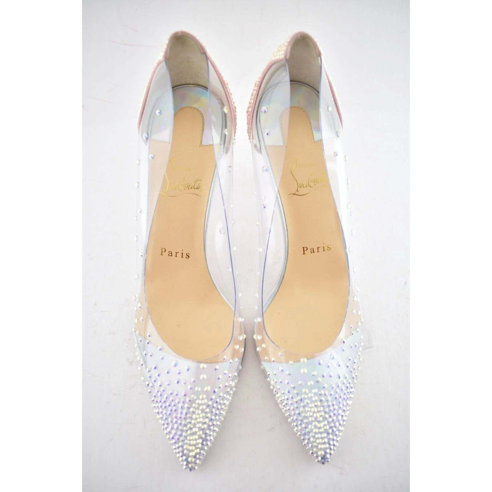 Christian Louboutin Degrastrassita PVC 85 Soupir Pink Crystal PVC Heel Pump 37 Size US 7 / IT 37 - 7 Thumbnail